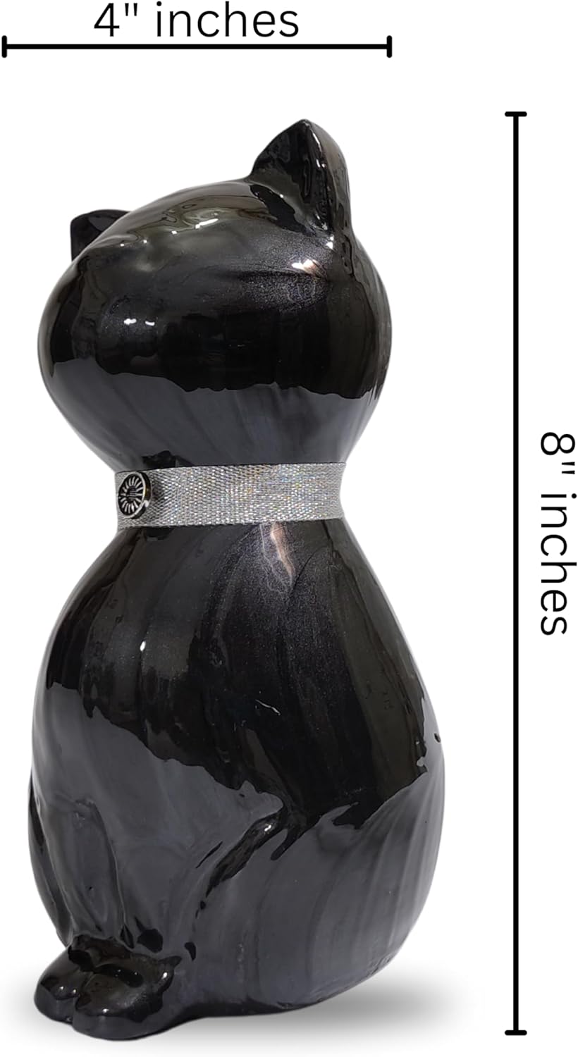Cat Memorial Urn, Beautiful Container for Ashes - Cremation Keepsake for Remembering Pets - Decorative cat urn-Black,Purple Finish urn 42 Cubic Inch Capacity-URN for cat Ashes (Black)