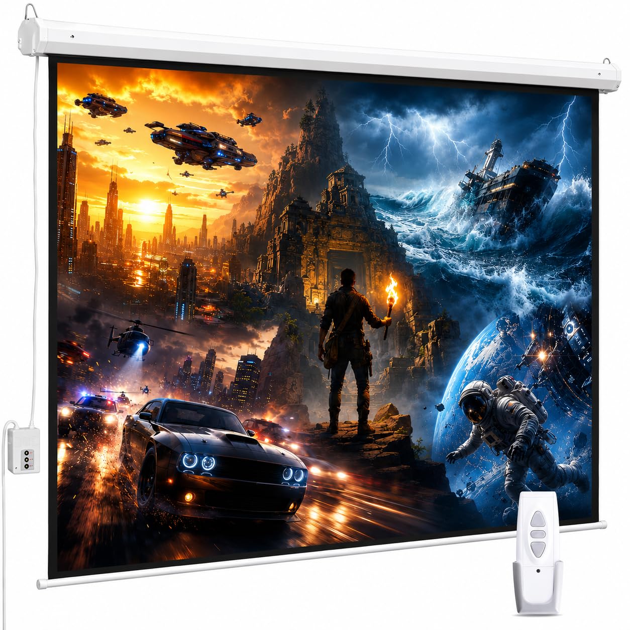 SiliBamb 100-inch Motorized Projector Screen