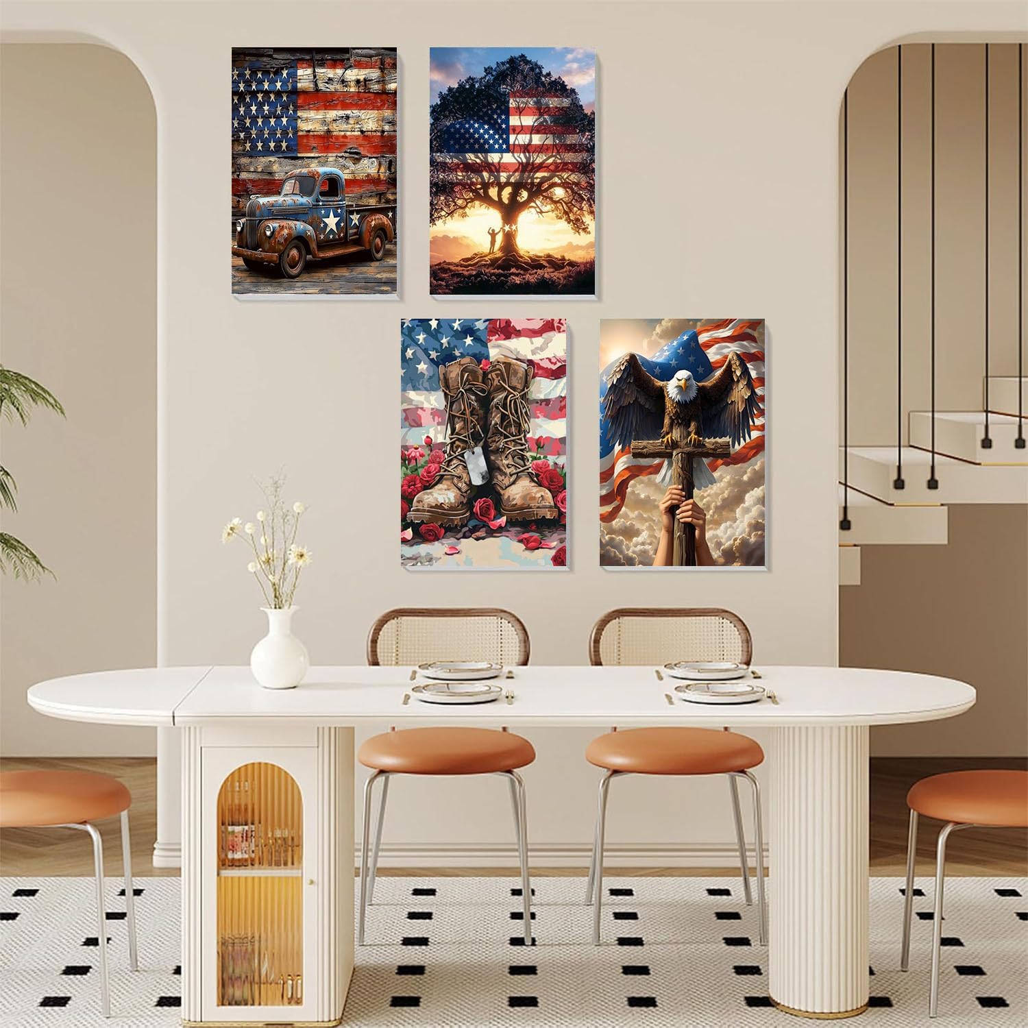 4 Pack Independence Day Paint by Numbers for Adults with Framed 8x12 inch image 4