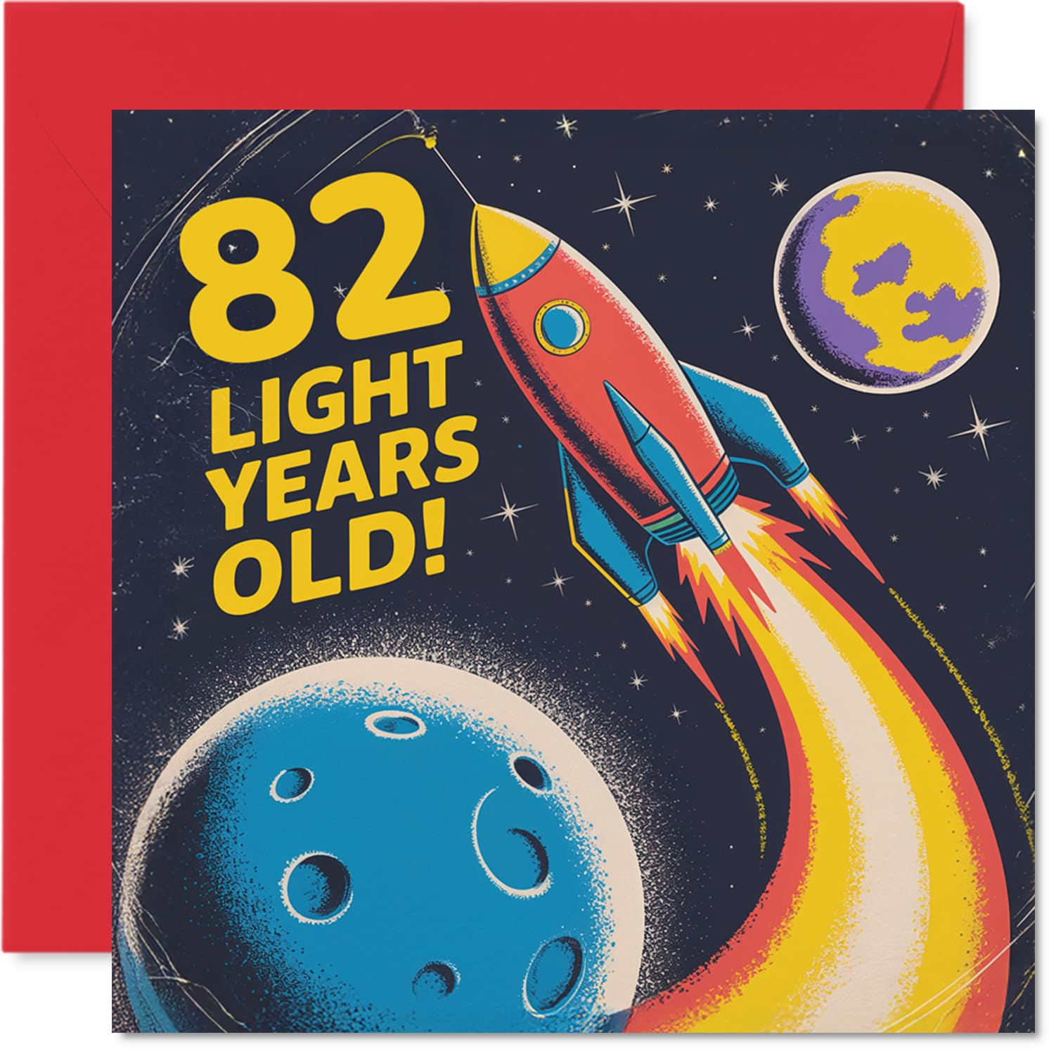 82nd Birthday Cards for Men Women - Light Years Old - Happy Birthday Card for 82 Year Old Man Woman Uncle Wife Dad Auntie, 145mm Bday Greeting Cards