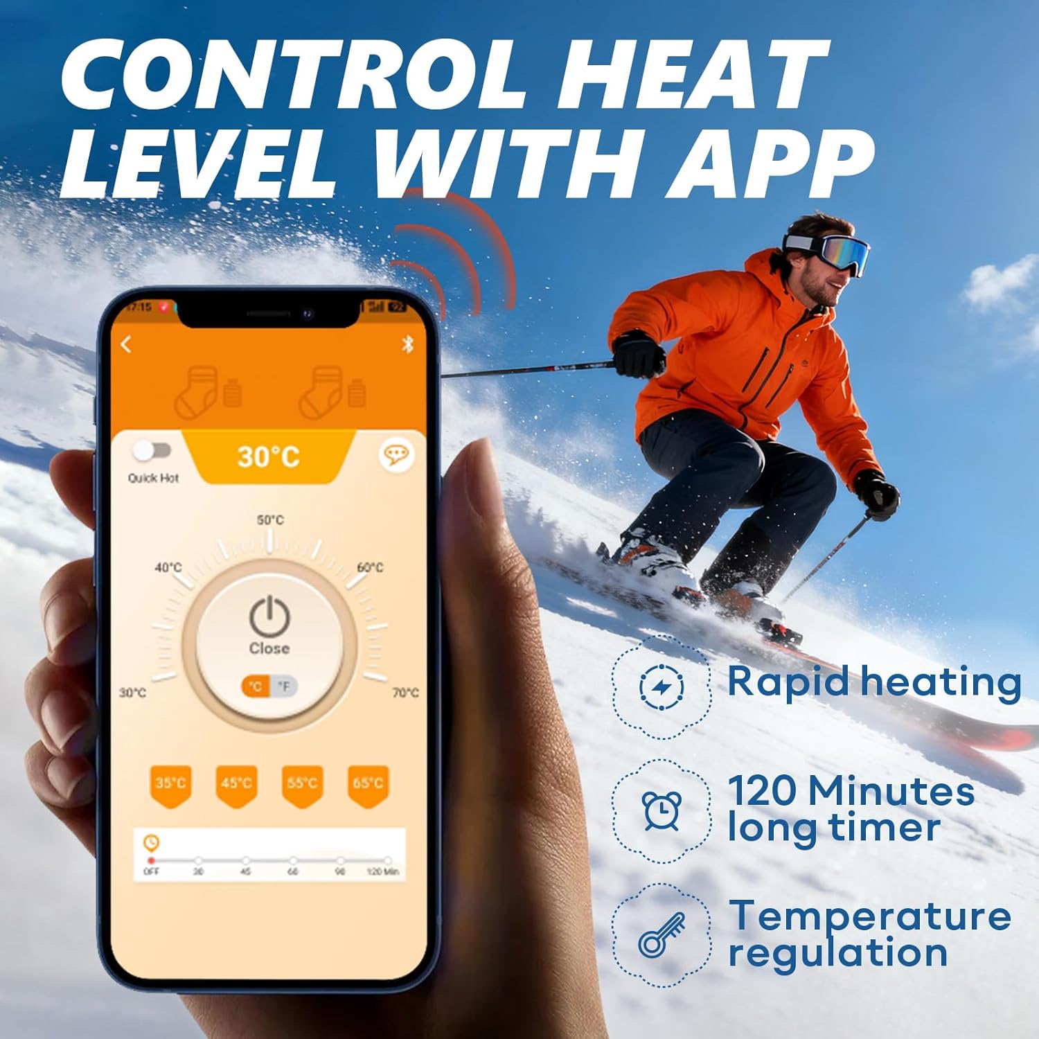 Heated Socks for Men Women, 5000mAh Rechargeable Electric Socks, Washable Hunting Socks, Heated Socks Women with APP Control for Hunting Skiing Fishing Hiking 2025 Upgraded