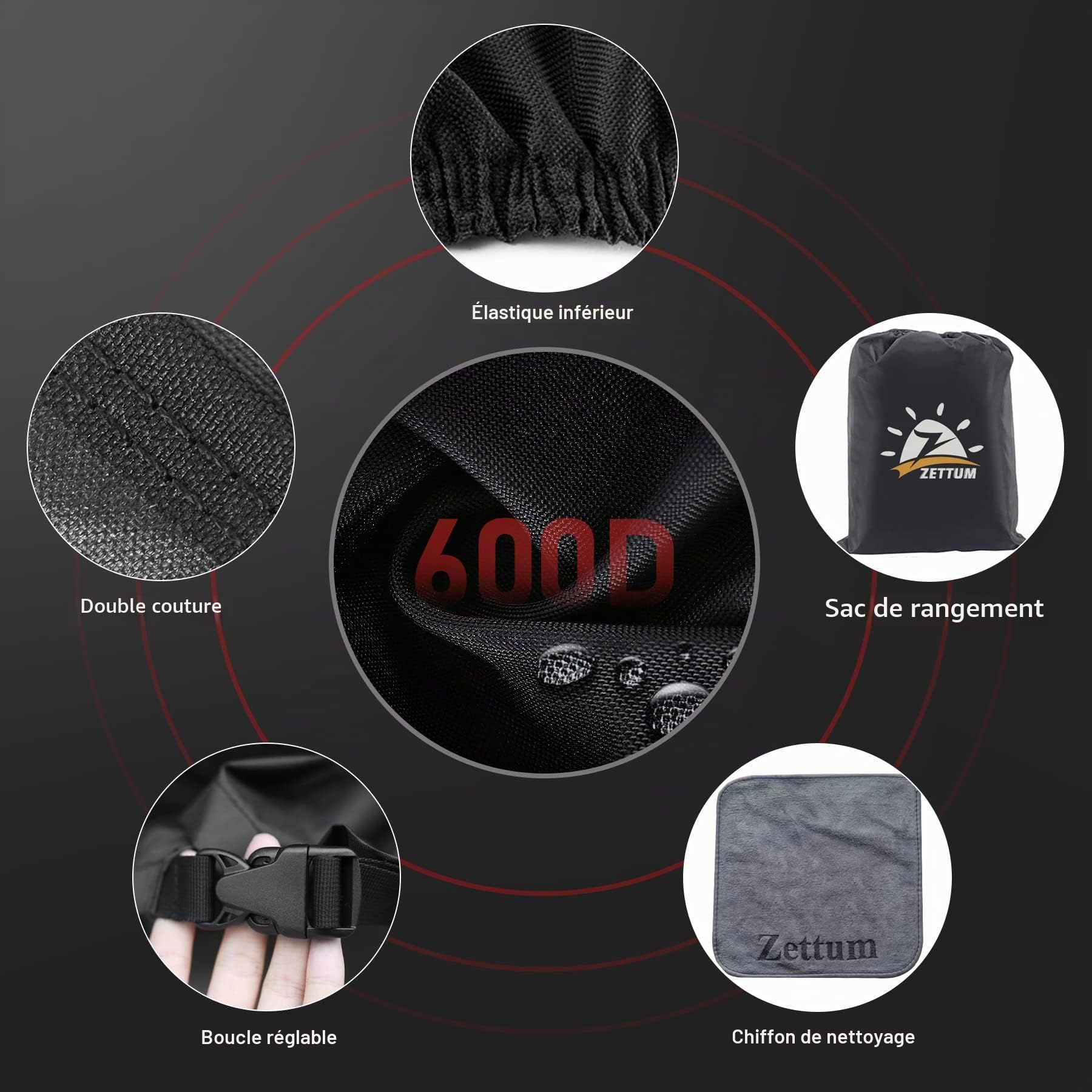 Zettum Housse de Tondeuse Gazon, Bâche de Protection imperméable pour tondeuses à gazon, revêtement PU Oxford 600D, housse pour tondeuse autoportée
