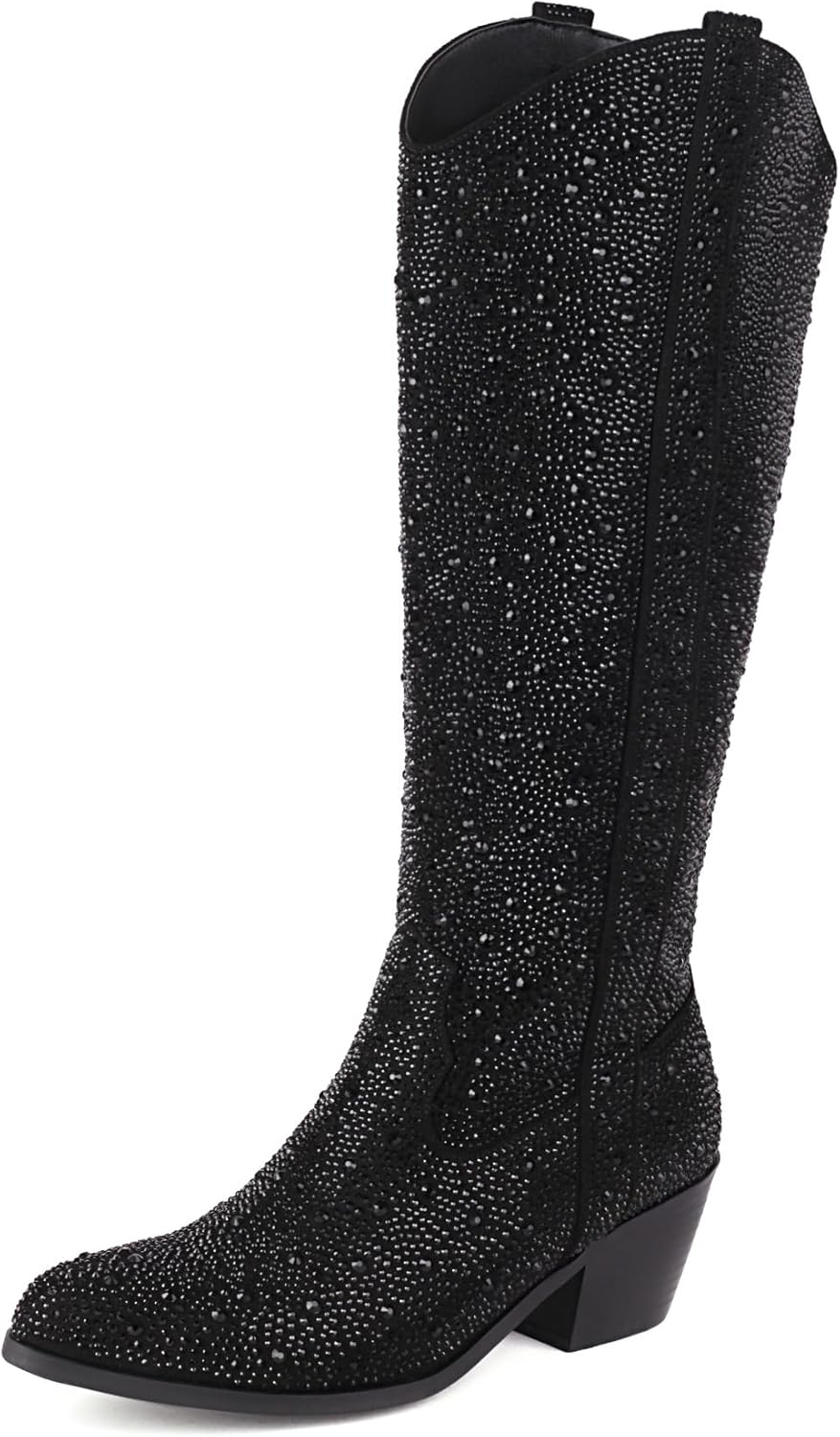 Women's Rhinestone Boots Wide Calf Cowgirl Western Mid Pointed... - Picture 15 of 30