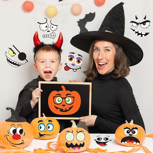 Foto 5 de 7 de JOFONY Juego de pegatinas de calabaza de Halloween, manualidades para niños