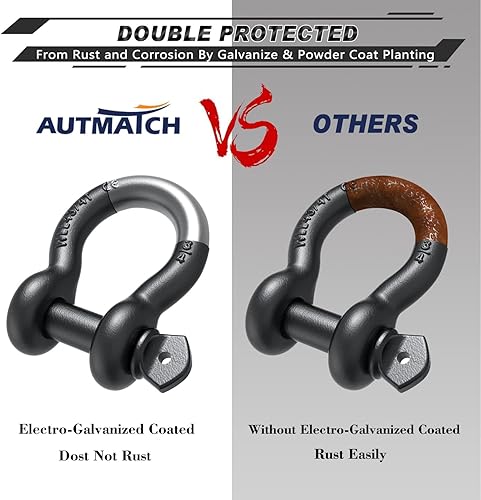 Miniatura 5 de AUTMATCH Grillete de anillo D de 34 pulgadas (paquete de 2) 41,887 libras de resistencia a la rotura con pasador de tornillo de 78 pulgadas y