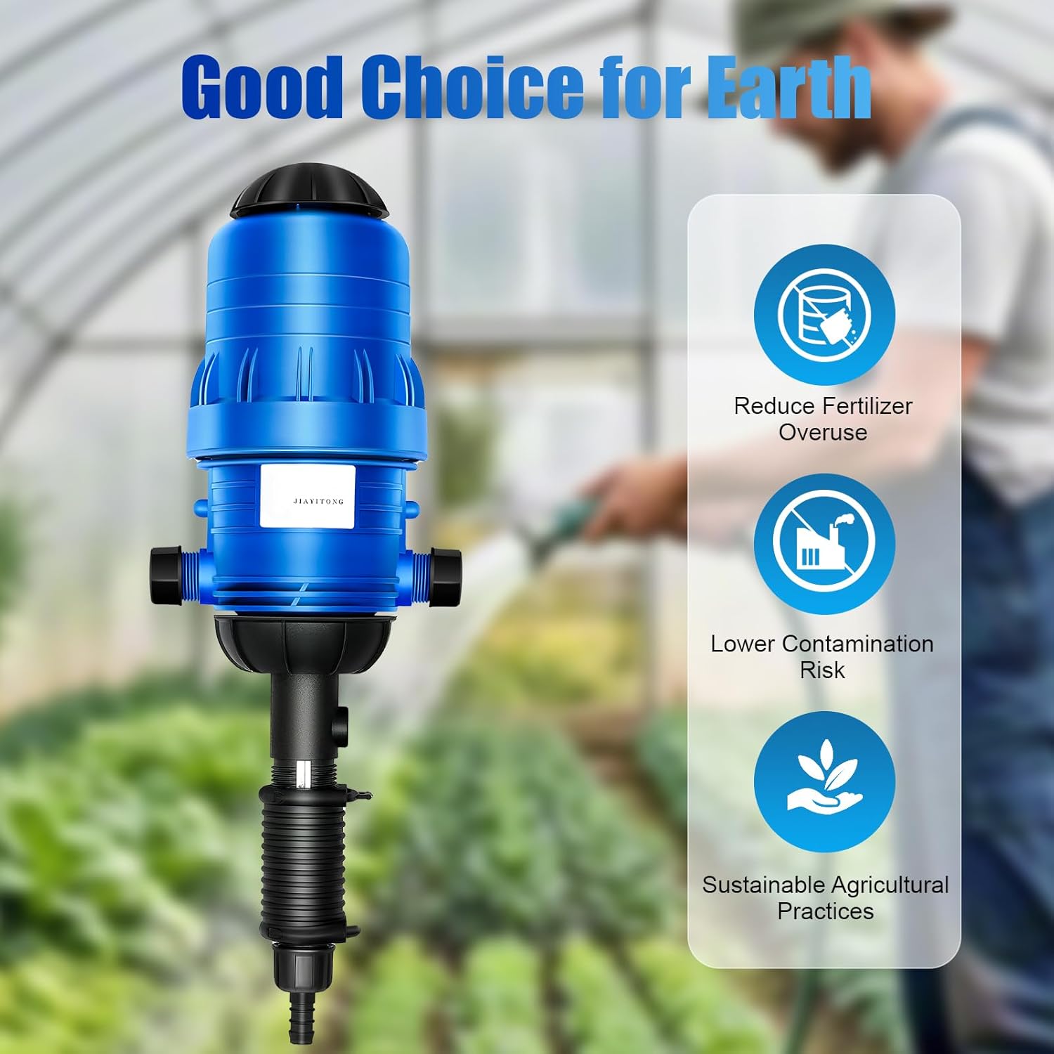 Fertilizer Dispenser,0.4%-4% Adjustable Dosing Pump,Water Powered Liquid Doser,5.28~660.43 gallons/h Drip Irrigation Injector Dosing Pump for Industry Garden Hose Livestock 0.4% -4%