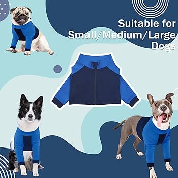 LeLePet Dog Recovery Suit For Front Legs, Dog Surgery Recovery Suit Female Male, Pet Leg Wound Protector After Surgery, Elbow Protector, Front Leg Sleeve To Prevent Licking, Blue L