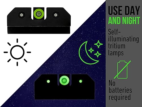 Miniatura 4 de XS SIGHTS R3D Tritium Night Sight para Glocks Gen 1-5 y Tauro, tritio delantero y trasero que brilla en la oscuridad para aplicaciones tácticas