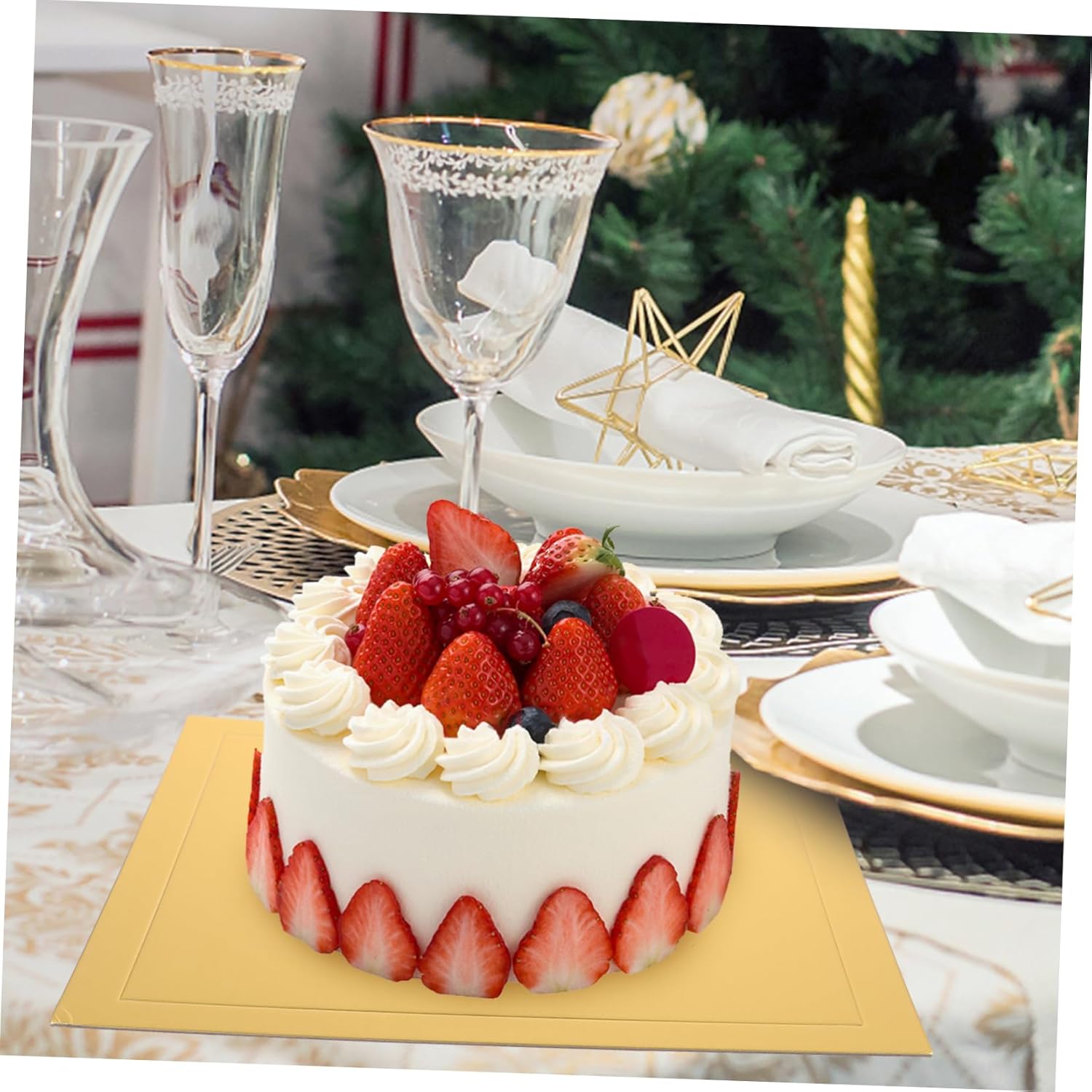 PRETYZOOM 10pcs Square Cake Base Trays Sturdy Cardboard Cake Drum for Birthday Wedding Smooth Edges Lightweight Design for Displaying