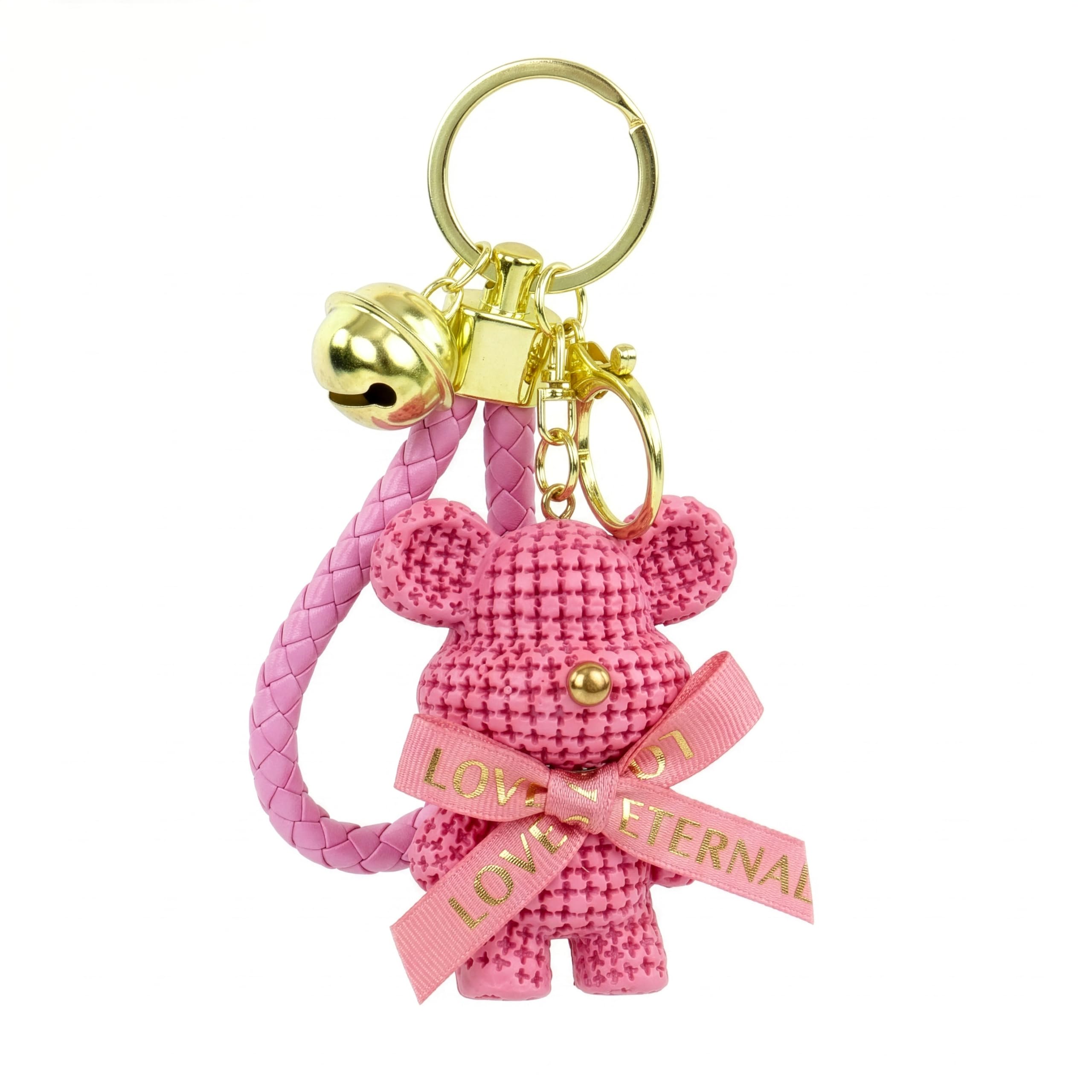 Bunny Keychain for Women & Girls, Cute Rabbit Bag Charm with Heart Pendant, Braided Strap & Bell, Fashion Key Ring for Handbags, Backpacks & Car Keys-image-19