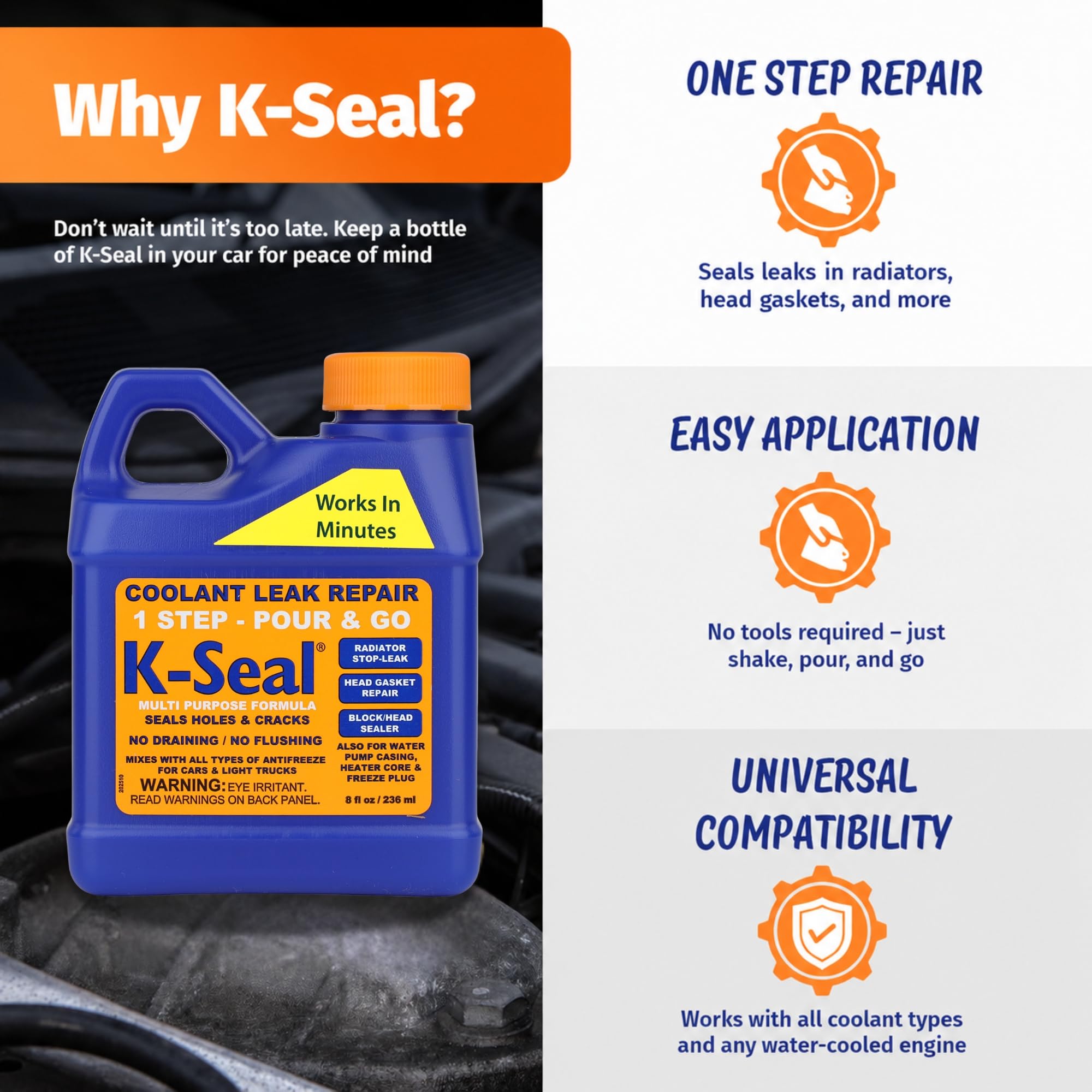 ST5501 Multi-Purpose One Step Coolant Leak Repair 8oz Pour and Go Mixes with All Antifreeze No Flushing Required product thumbnail 6