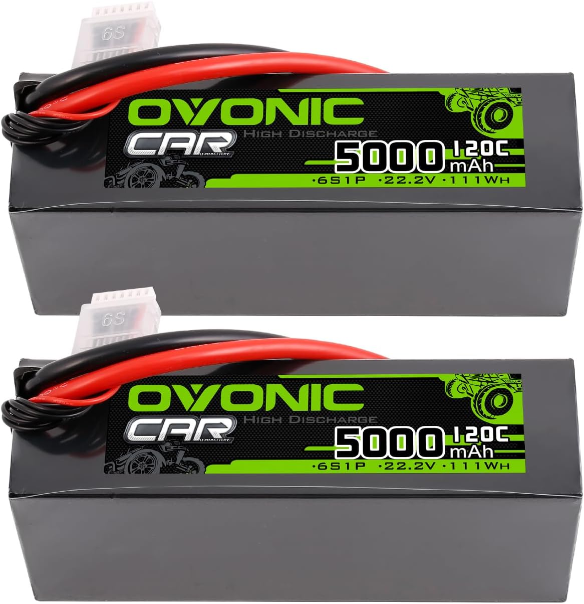  6S Hard Case LiPo Battery 22.2V 5000mAh 120C with EC5 Plug for RC Car RC Truck Airplane Helicopter Boat Car Racing RC Hobby (2 Packs)