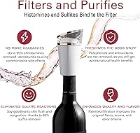 Vista 2 de PureWine Phoenix Wine Aerator Pourer Spout - Removes Histamines & Sulfites as You Pour, Red & White Wine Purifier Filter, Helps Allergies &