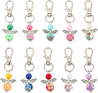 Guardian Angel Keychain 10Pcs Set Cute Cartoon Angel Keyrings for Party Favors Baby Baptism Backpack Pendant 2.2 Inch Alloy Charms