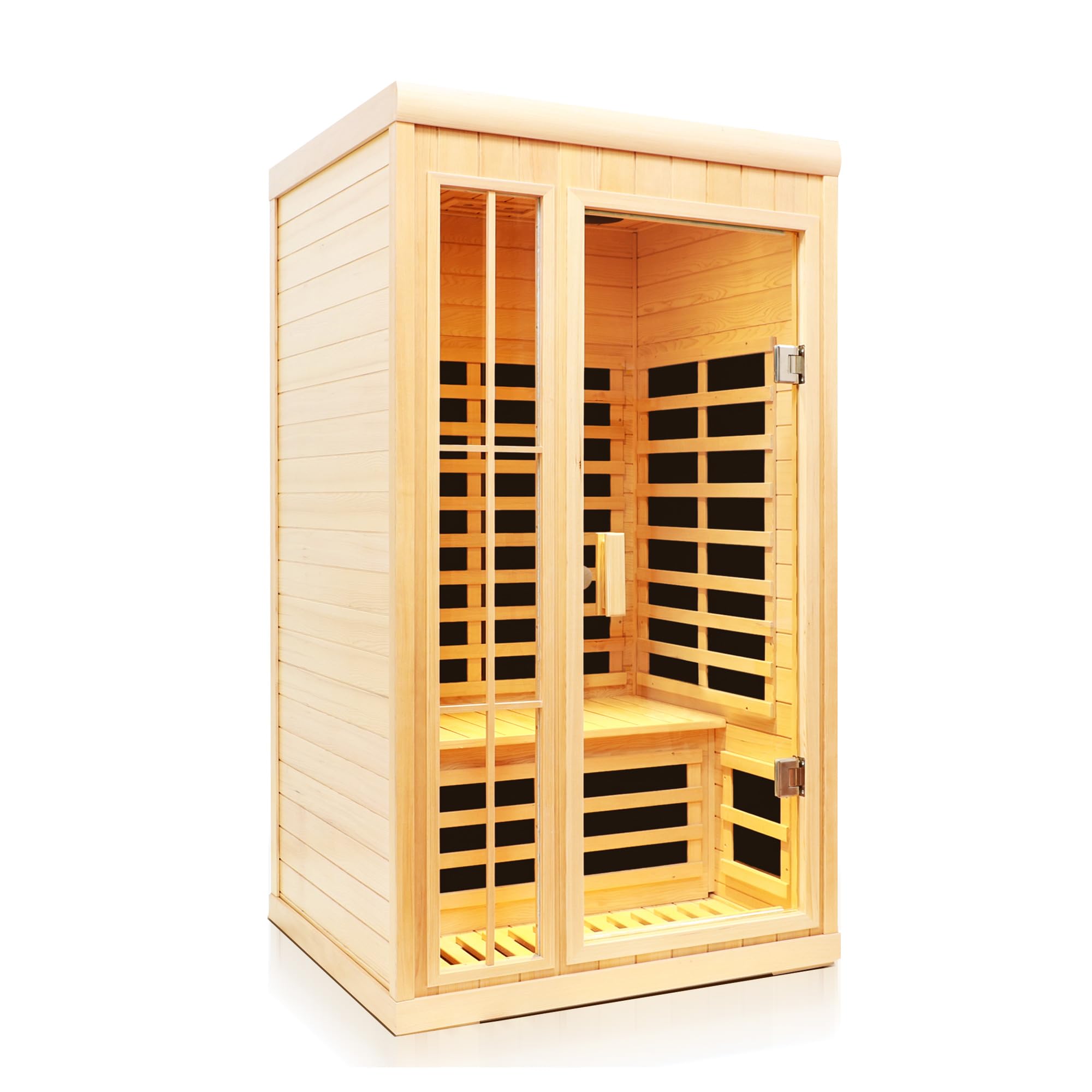 Saunas 901P Far Infrared Sauna, Indoor Wooden Dry Sauna Low EMF (Hemlock Wood, 2-Person Compact Size)