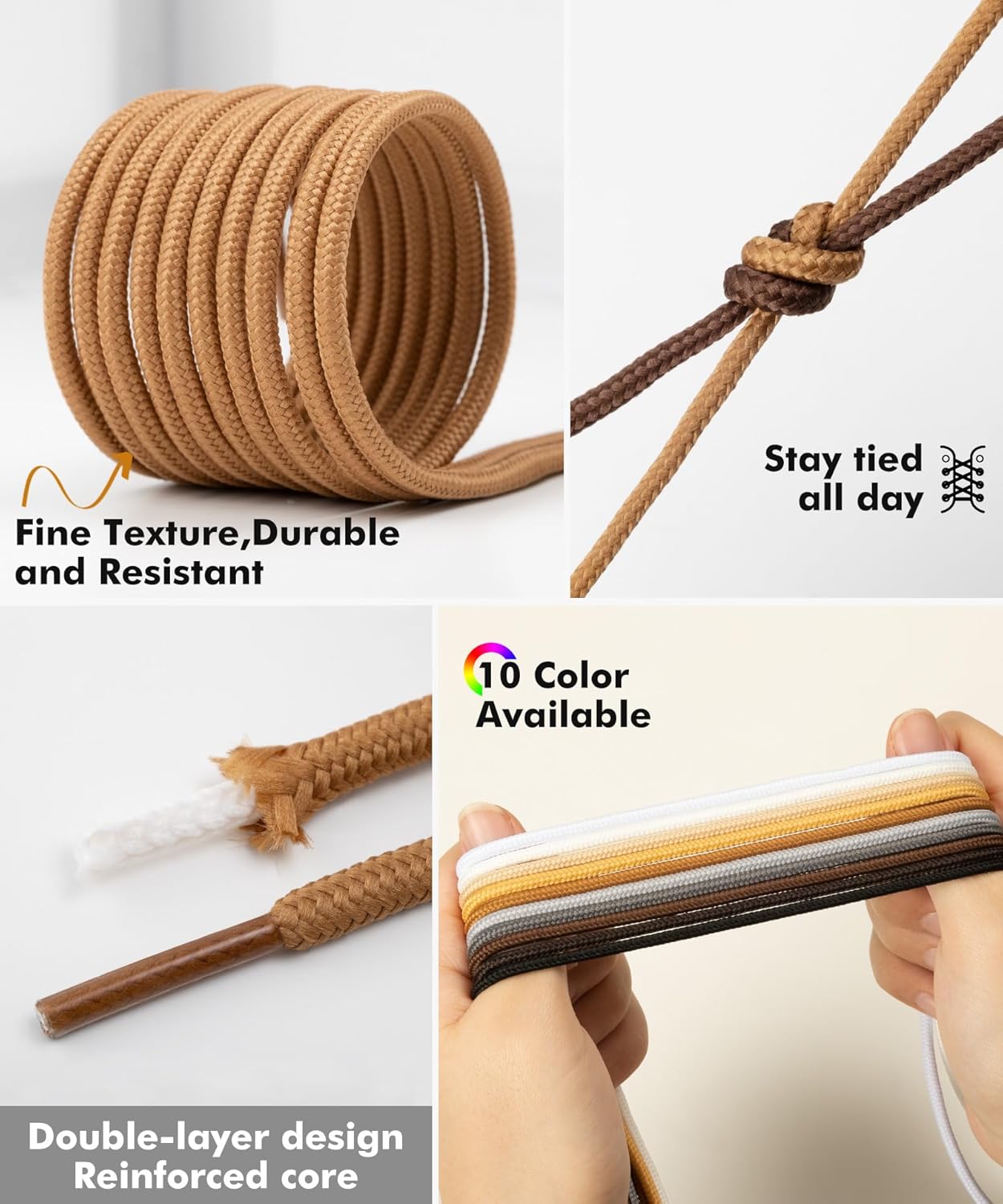 Handshop 2 Pairs Round Boots Shoelaces Heavy Duty Outdoor Shoe Laces 30-63” Shoestrings For Hiking Sporting Running - Image 4