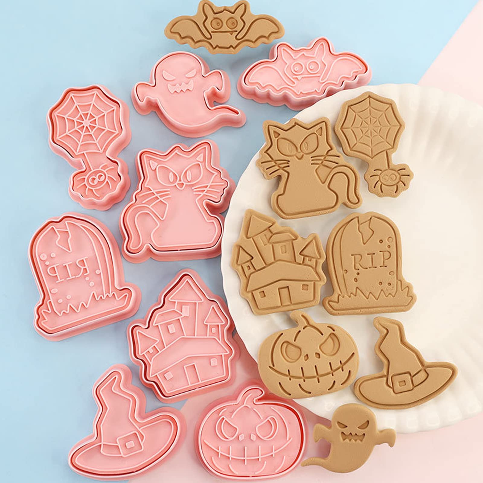 Cortadores De Galletas 8 Piezas Moldes Galletas Halloween 3D Cortadores  Galletas Halloween Plástico Molde Galletas Set Halloween Pastel Moldes  Formas Bate Fantasma Castillo Calabaza Lápida Sepulcral DIY Hornada  Decoración Dr Oetker Halloween, image size:1600x1600