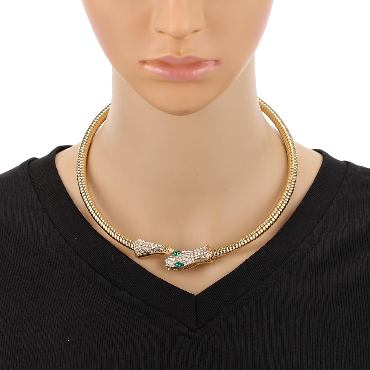 Gold Color Crystal Rhinestone Snake Necklace Bracelets Set for Women Metal Choker Collar Chunky Statement Animal Necklace Jewelry - Image 2