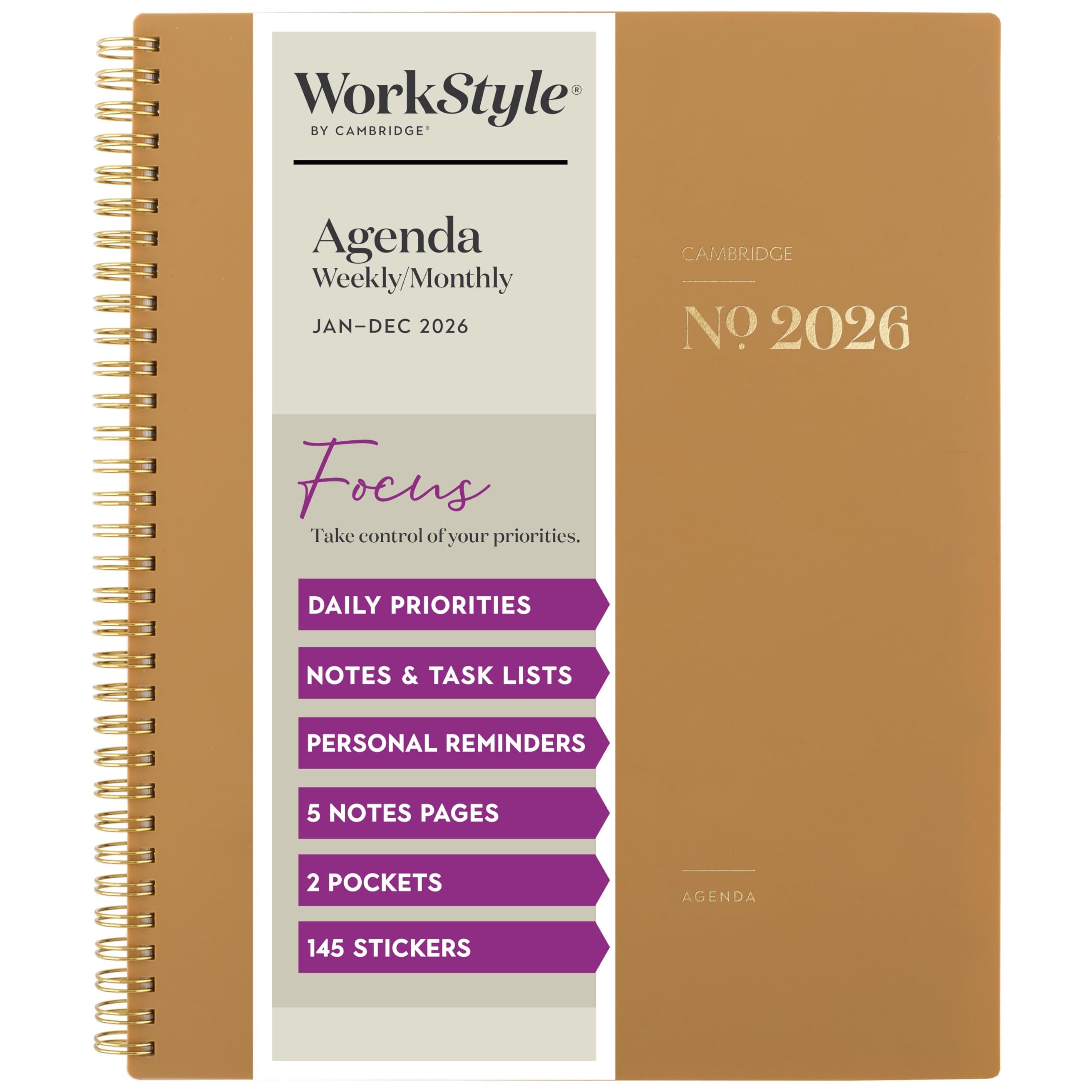 Cambridge 2026 WorkStyle Focus Planner, Weekly & Monthly, 8.5" x 11", Sunbaked Clay (1606-905-07-26)