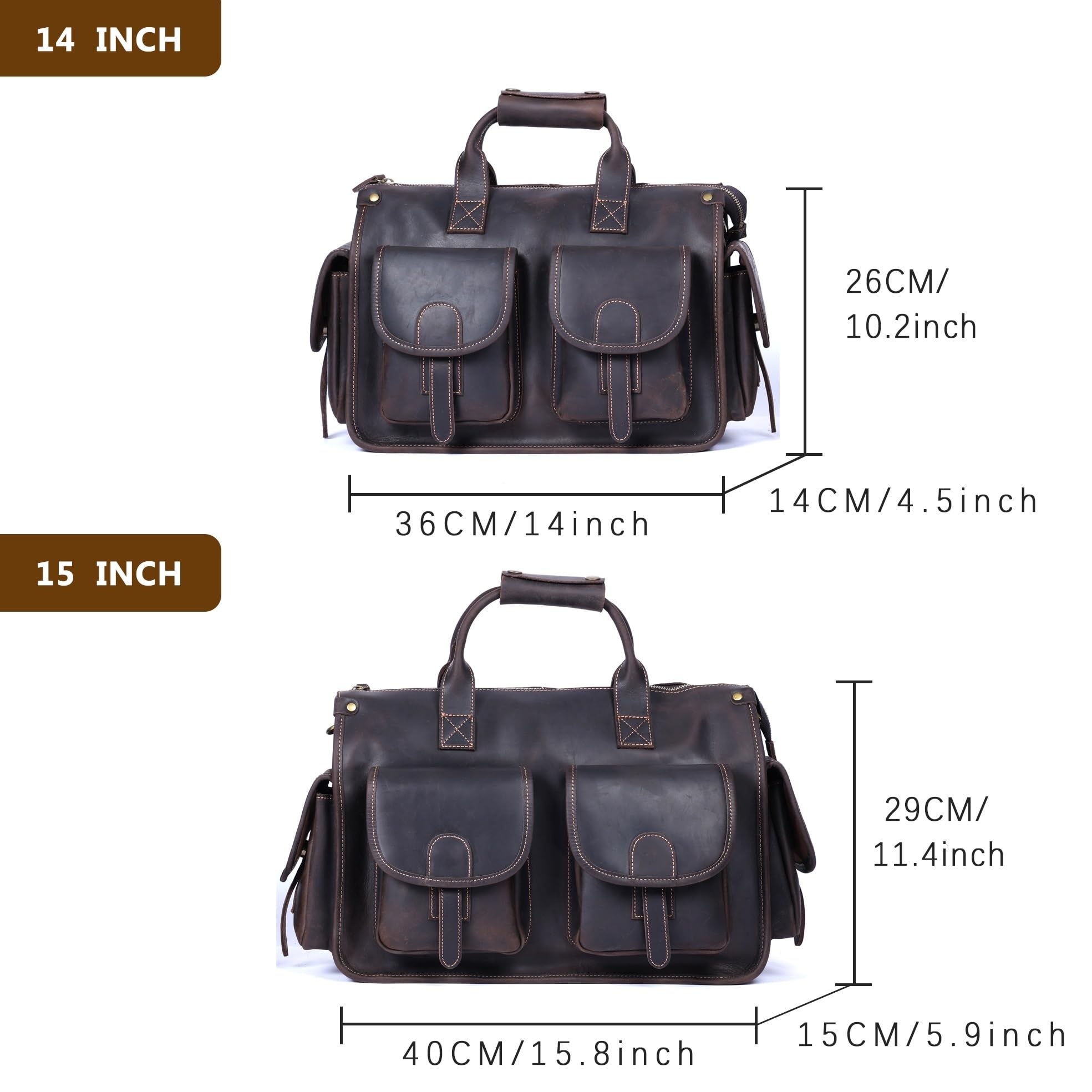 Cartella da Uomo in Pelle, Cartella in, Borsa for Laptop 14", a Tracolla in, Ufficio in di Vacchetta for,Cartella