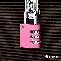 Vista 4 de ZarkerXD35 Combination Lock, 3-Digit Padlock for School, Gym, Sports Locker Lock, Fence, Toolbox, Case, Outdoor, Hasp Storage (1-Pack, Pink)
