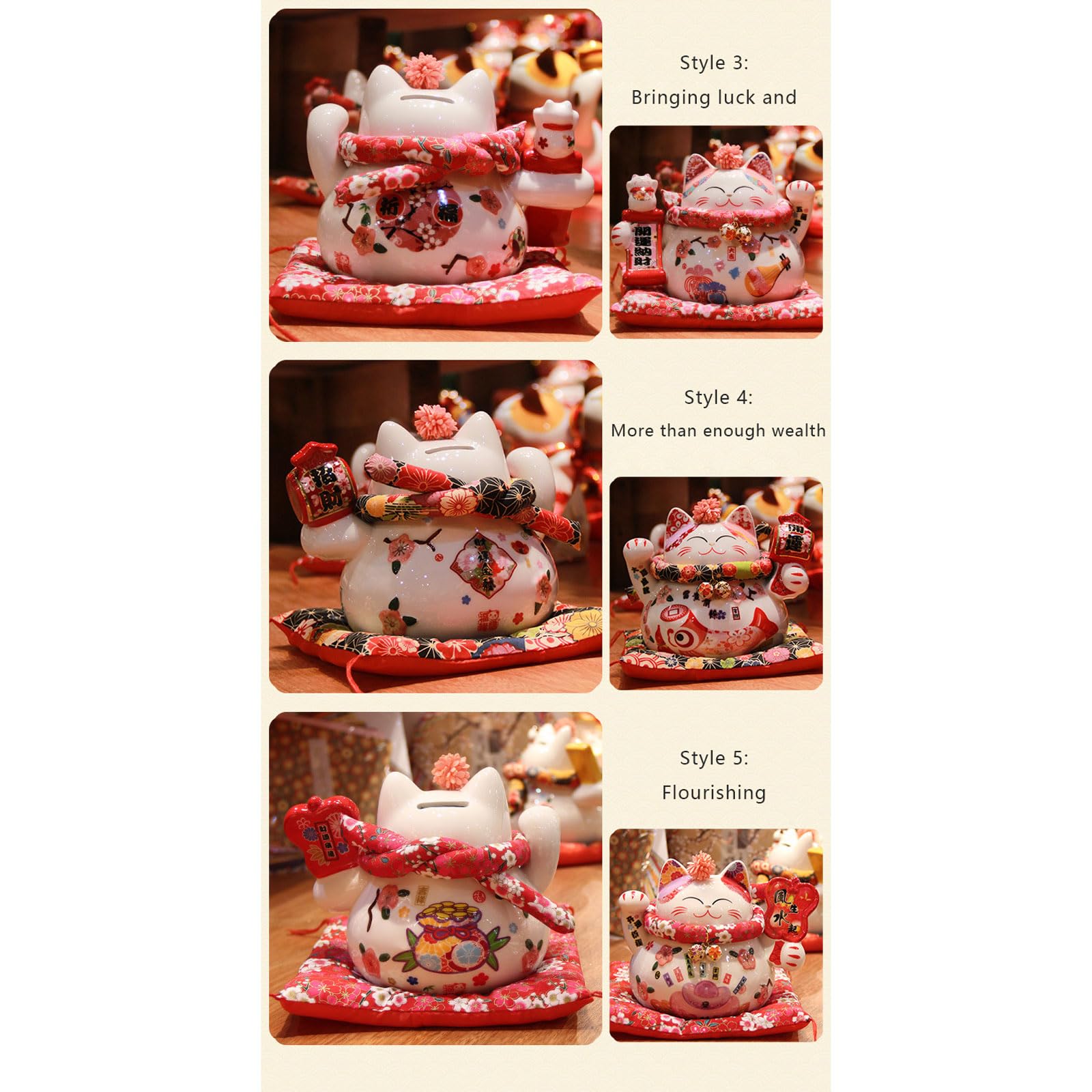 Ceramiczny szczęśliwy kot, ozdoba kota Maneki Neko, ozdobna ozdoba, przynoszący szczęście, ozdoba na prezenty noworoczne, rzeźba kolekcjonerska, ozdoby samochodowe do domu