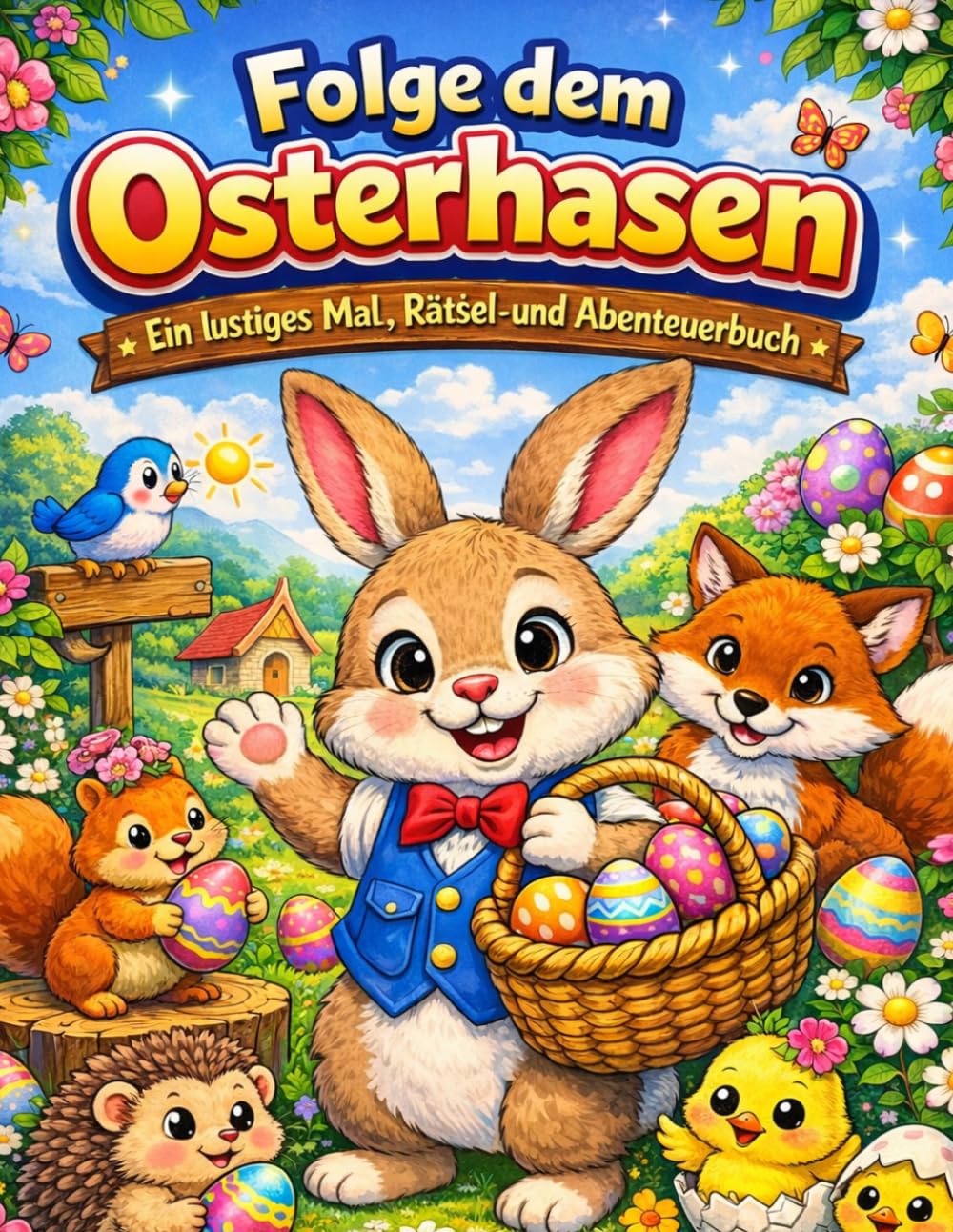Folge dem Osterhasen - Ein lustiges Mal-, Rätsel- und Abenteuerbuch: Ostermalbuch für Kinder ab 3 Jahren mit Ausmalbildern, Rätseln, Labyrinthen, ... – Perfekt für Kindergarten und Ostergeschenk