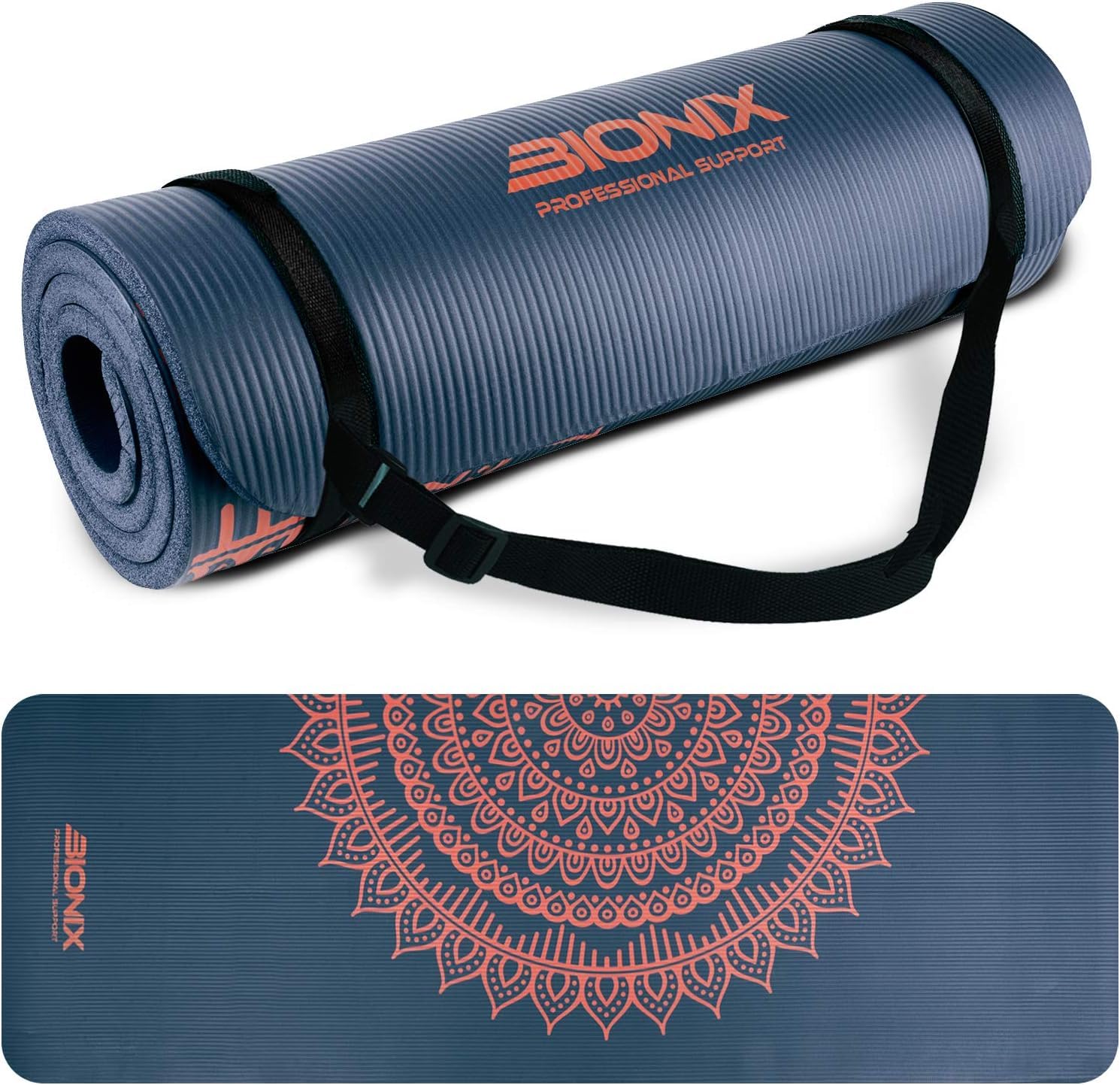 Bionix Exercise Yoga Mat with Carry Handle Strap