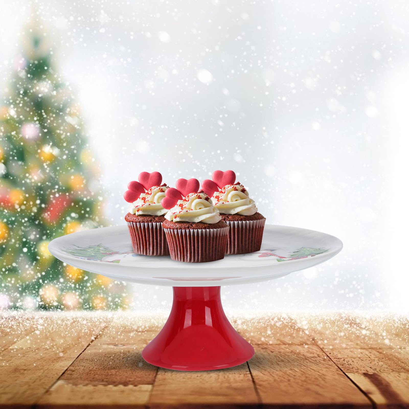 Zerodeko Présentoir à Gâteau Céramique Décoratif de Noël pour Desserts