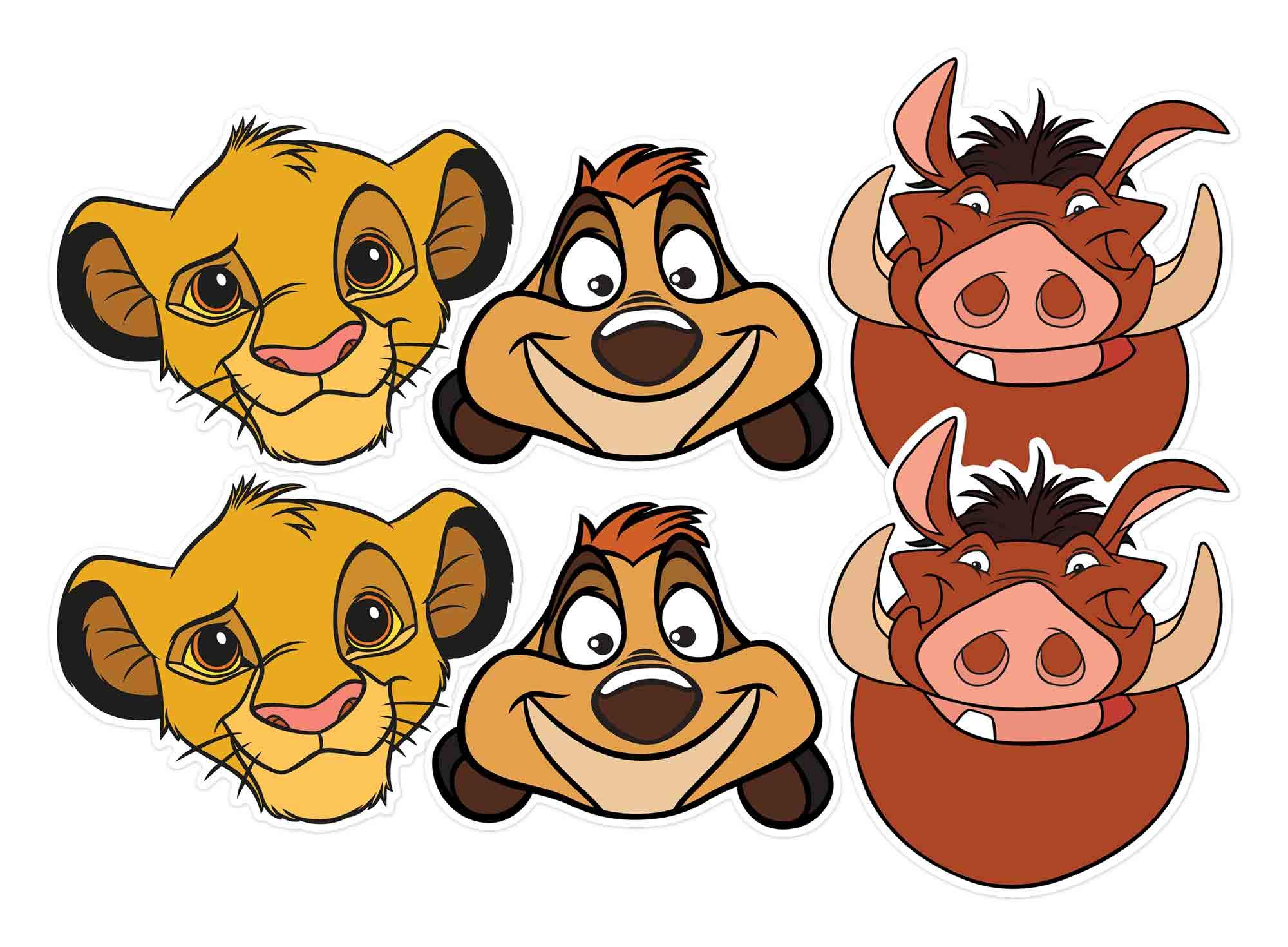 Lot De 6 Masques Roi Lion STAR CUTOUTS - Simba, Timon Et Pumbaa Pour Anniversaires Et Fêtes