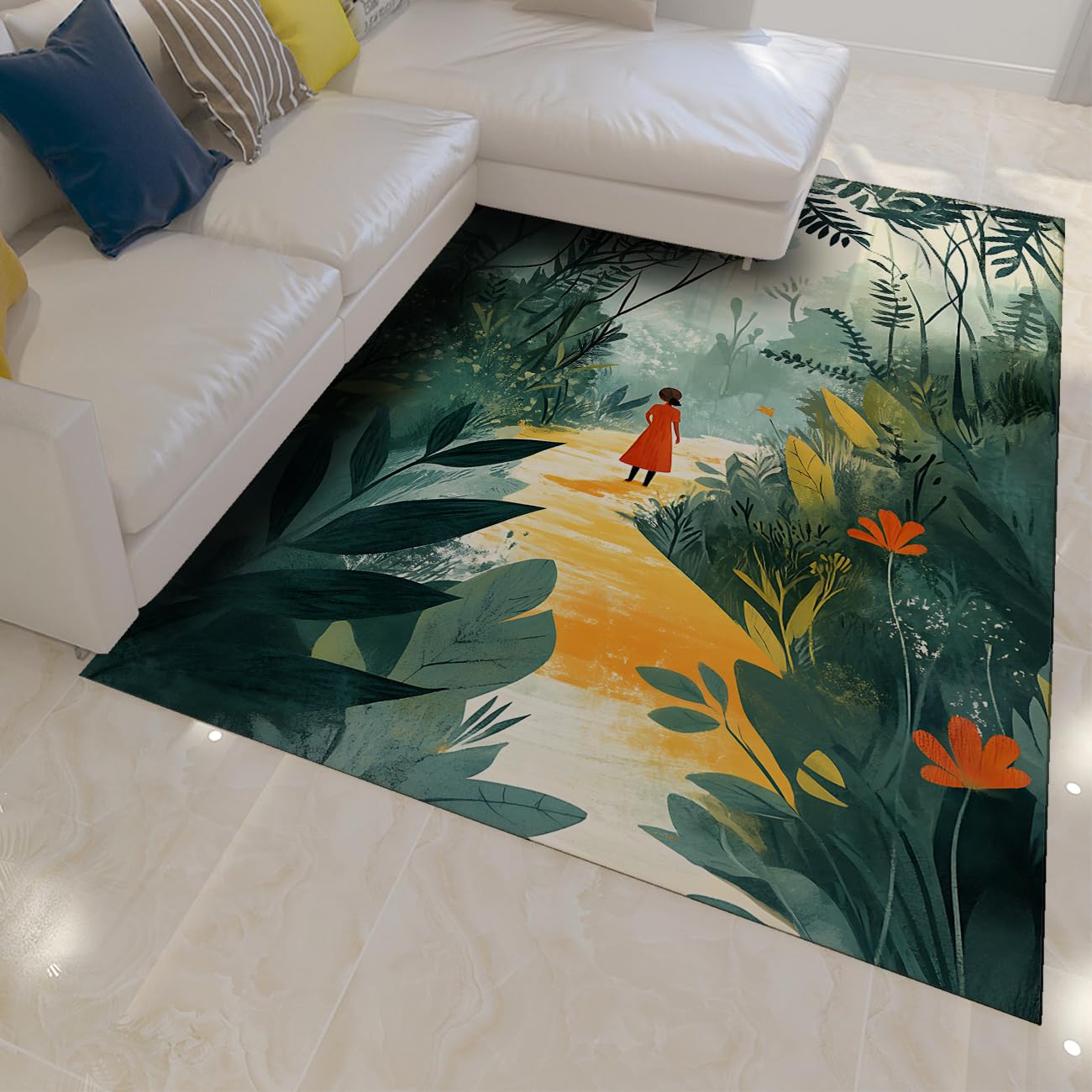 Grand tapis de pépinière et bureau au style jungle forest boho