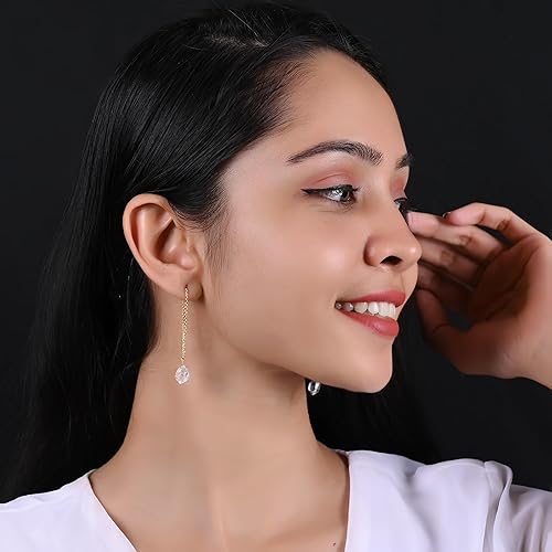 Miniatura 25 de 925 Sterling Silver Natural Raw Threader Earring, Gemstone Earring For Women, Handmade Jewelry, Gift For Her