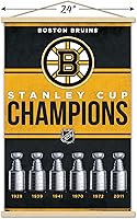 Vista 3 de Trends International NHL Boston Bruins - Póster de pared Champions 23, 22.37 x 34.00 pulgadas, paquete de impresión y colgador de madera de haya