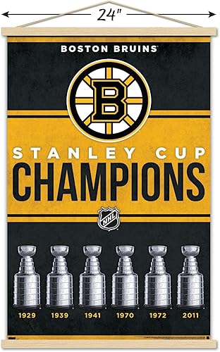 Miniatura 3 de Trends International NHL Boston Bruins - Póster de pared Champions 23, 22.37 x 34.00 pulgadas, paquete de impresión y colgador de madera de haya