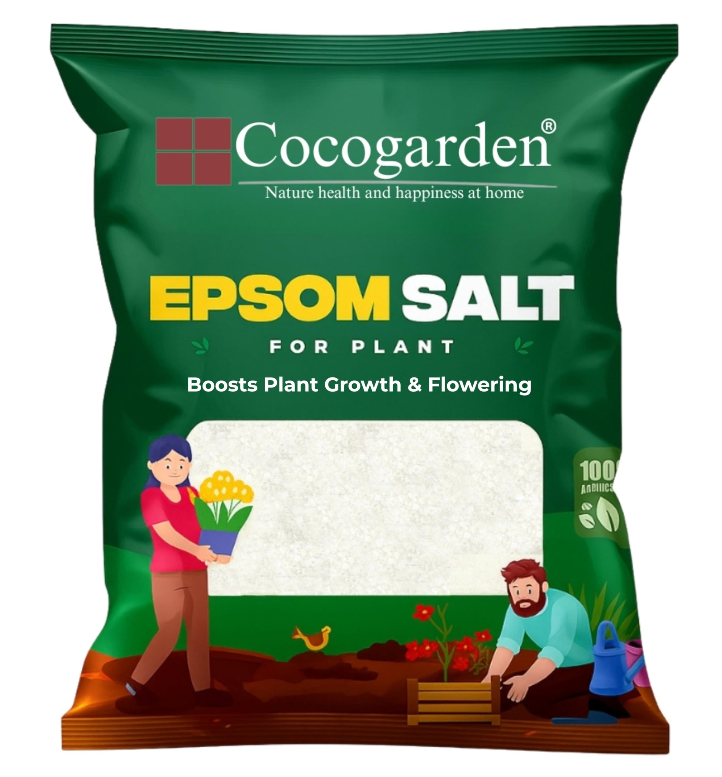 Cocogarden Epsom Salt for Plants, Magnesium Sulphate Organic Fertilizer, Plant Growth Nutrients Supplement in Water Soluble Powder, Fertilizer for Plants Home Garden - 900 grams