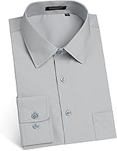HISDERN 501Air Men's Long Sleeve Shirt with Cool Touch Sensation, Anti-Bacterial, Deodorizing, Regular Fit, Business/80#/230g