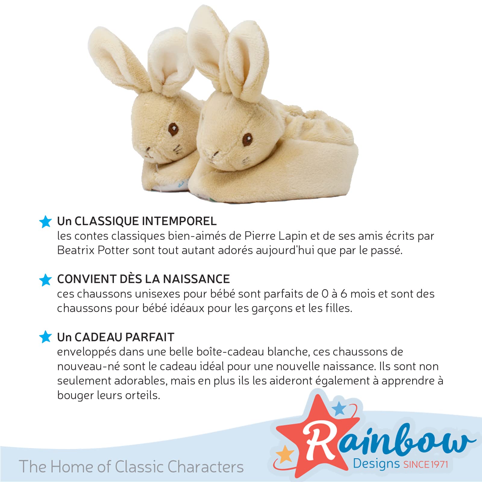 Chaussons Pour Bébés Pierre Lapin Officiels - Chaussons De Bébé Pour Garçons Et Filles - Chaussons Pour Bébés Unisexes Par Rainbow Designs