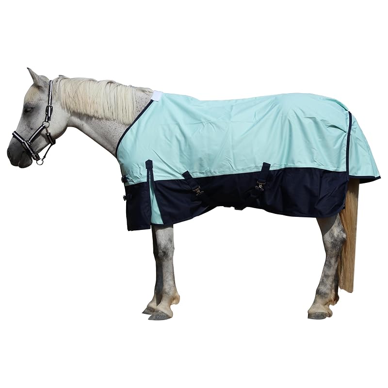 Manta impermeável para cavalos 600D sem forro Gallopoff Turquoise/Navy, 183 cm