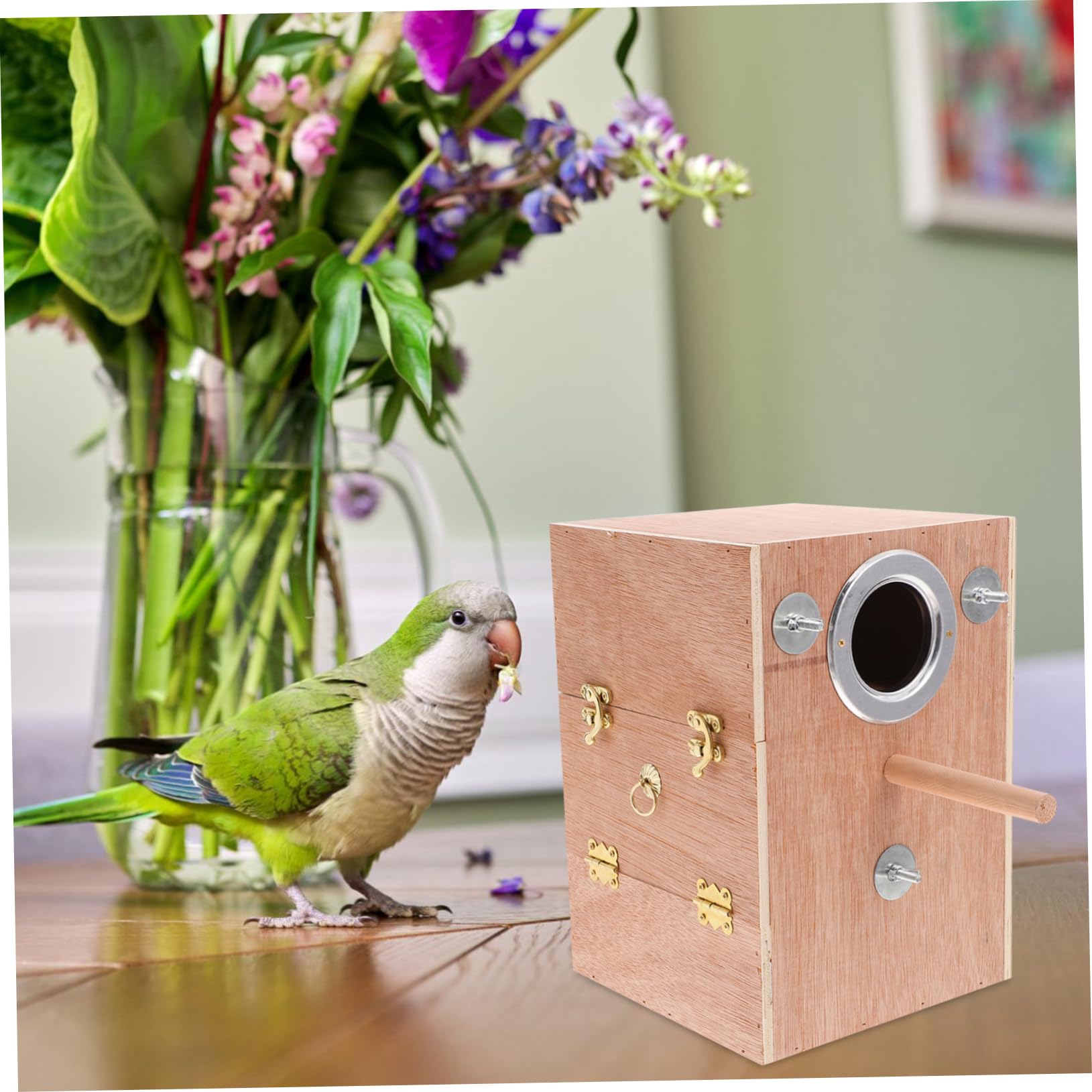 Happyyami Caja De Cría De Madera para Aves Nido Colgante Aislante para Periquitos y Loros Refugio Cómodo y Natural para Jardín y Exterior
