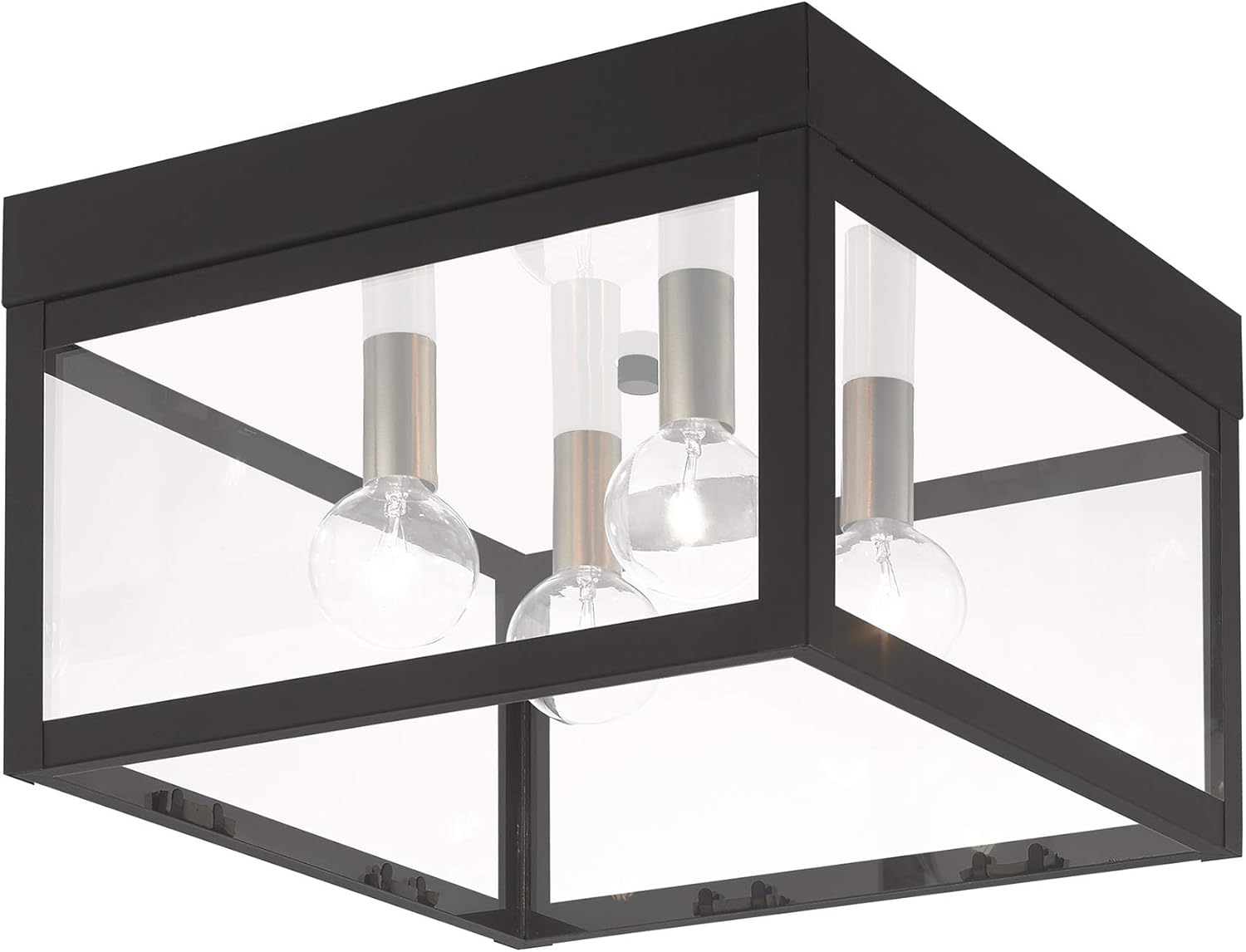 Livex Lighting 20589-04 Transitional Four Light Outdoor Ceiling Mount from Nyack Collection in Black Finish, 10.50 inches
