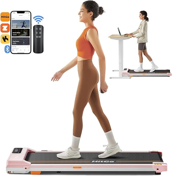 Under Desk Treadmill, 2 in 1 Walking Pad for Walking and Jogging, Portable Walking Pad Treadmill with Remote Control & App, 2.5HP Compact Walking Pad for Home Office