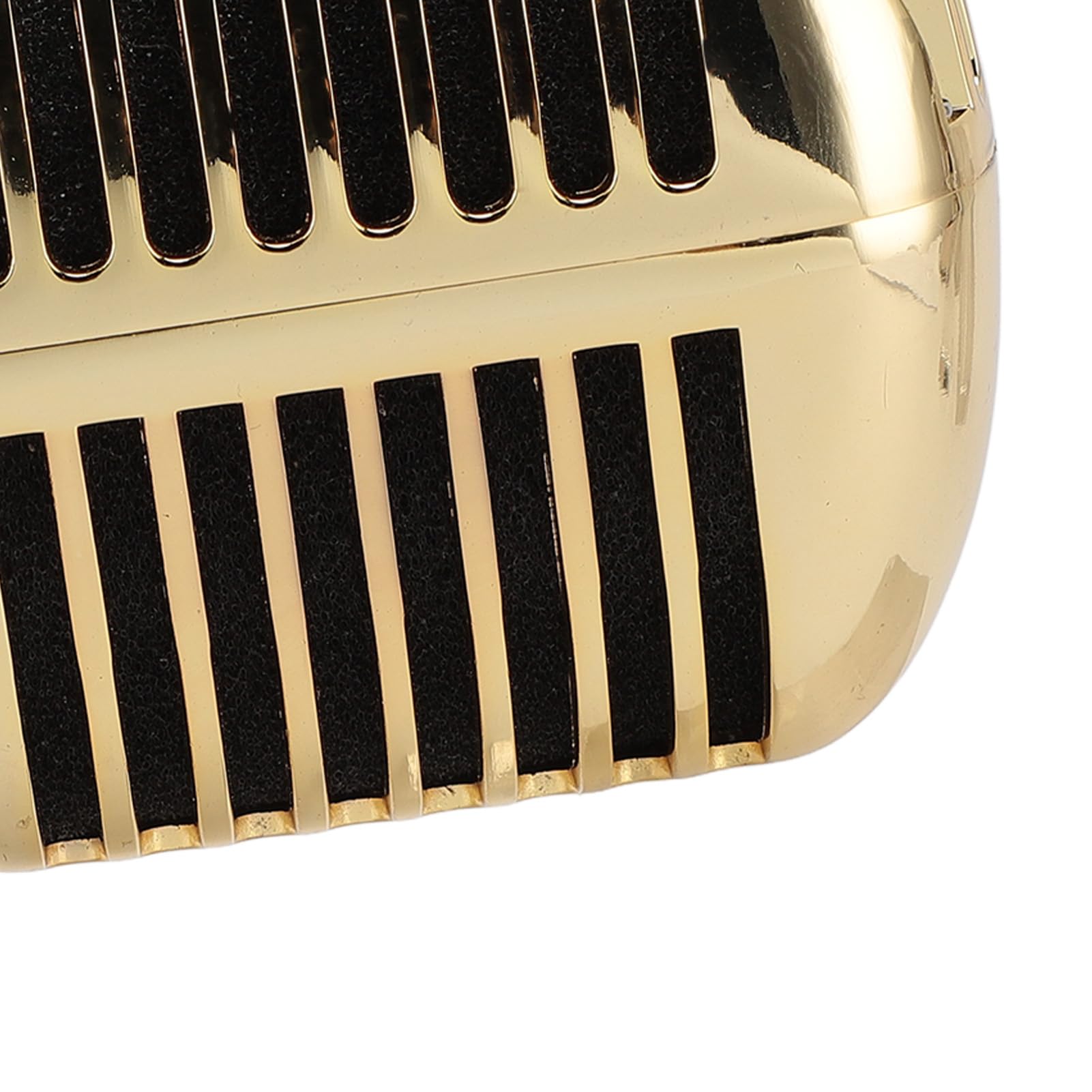 Fockety Micrófono Vocal Dinámico Retro Clásico, Micrófono Cardioide de Estilo Vintage, Salida de Alta Señal, Estante Giratorio Autotensor de Aleación de Zinc, para Actuaciones en (Gold)