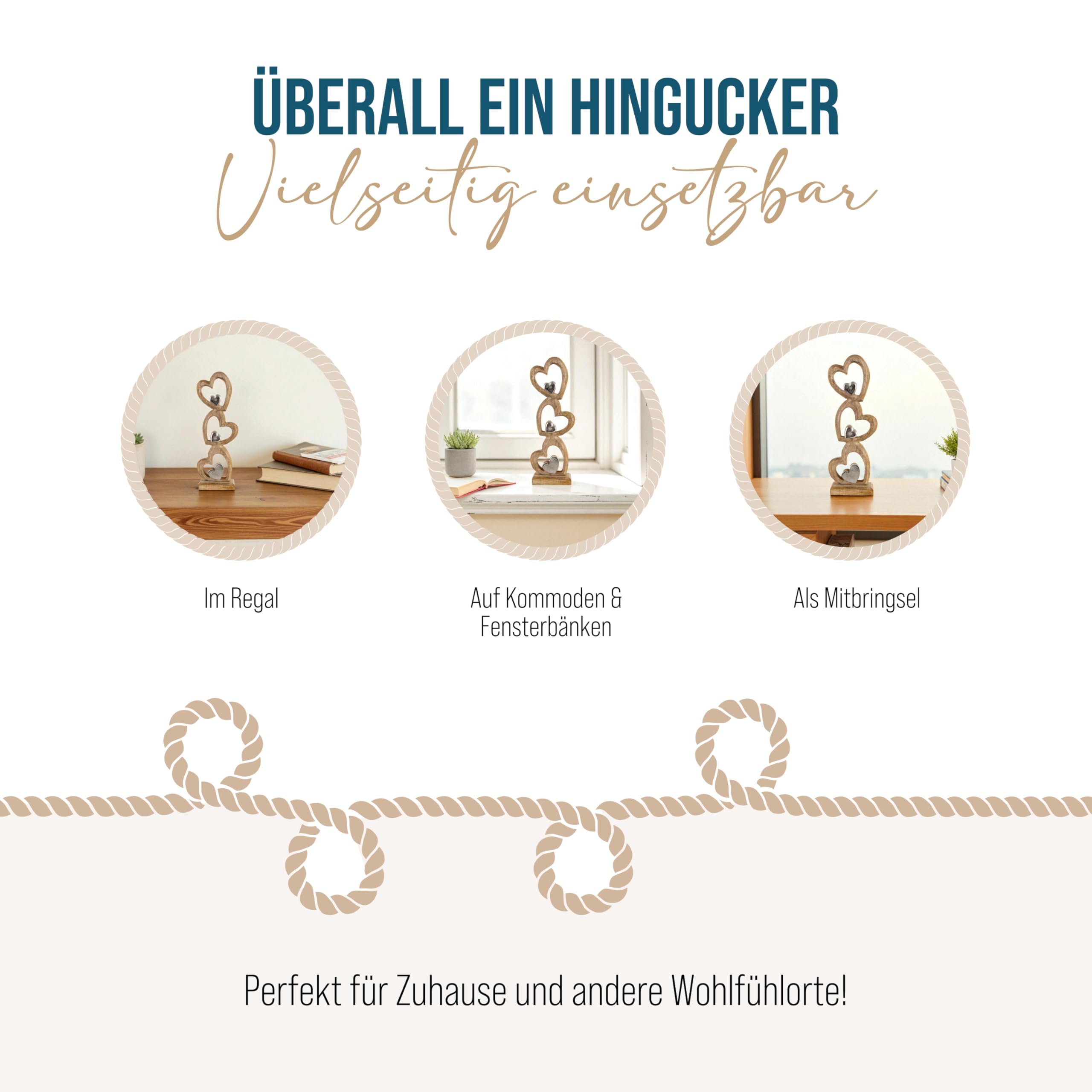 Logbuch-Verlag Herz-Skulptur 7 cm Holz – Geschenk Freundin | Sommer Hochzeit Brautpaar für Wohnung und Tisch Brautstrauß Hochzeitstafel