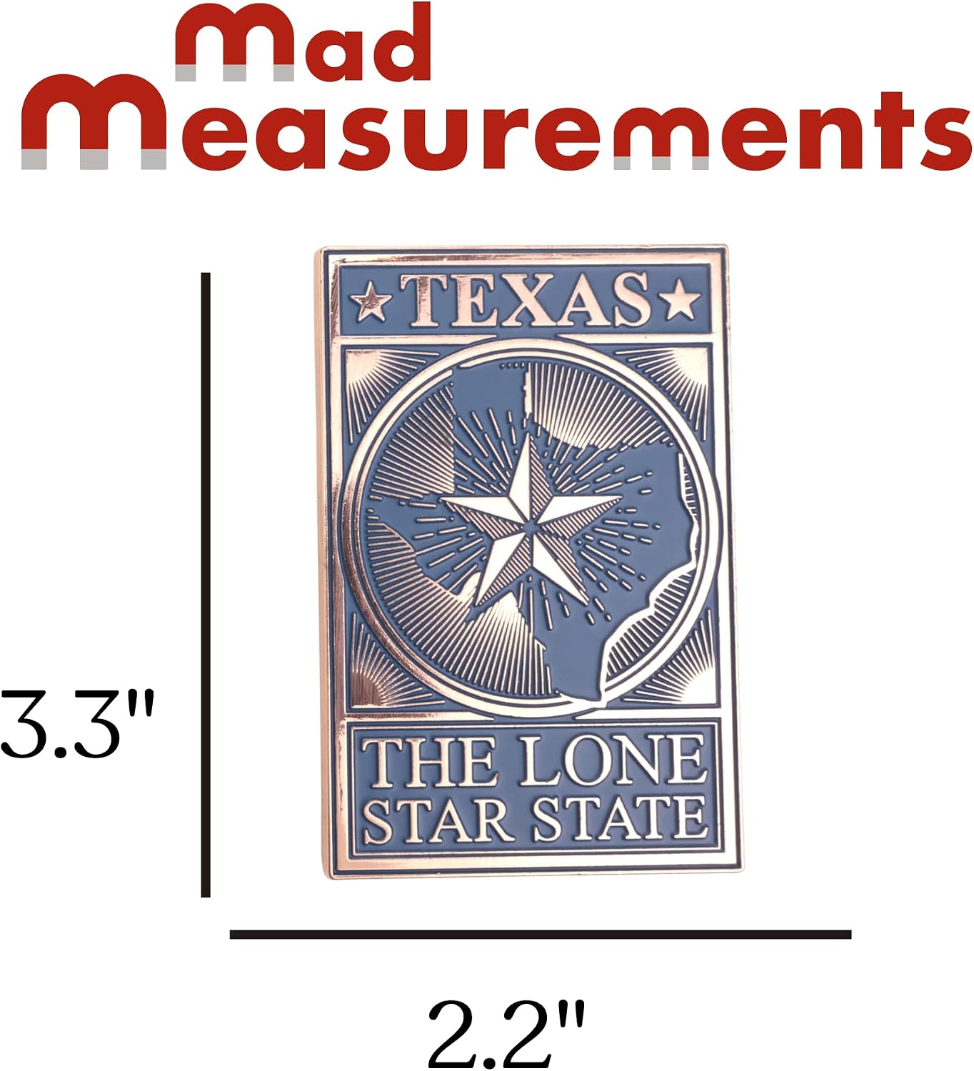 Texas Lone Star State Magnet, Vibrant Rose-Gold Detailing Travel Souvenir (3.3 x 2.2) image 2