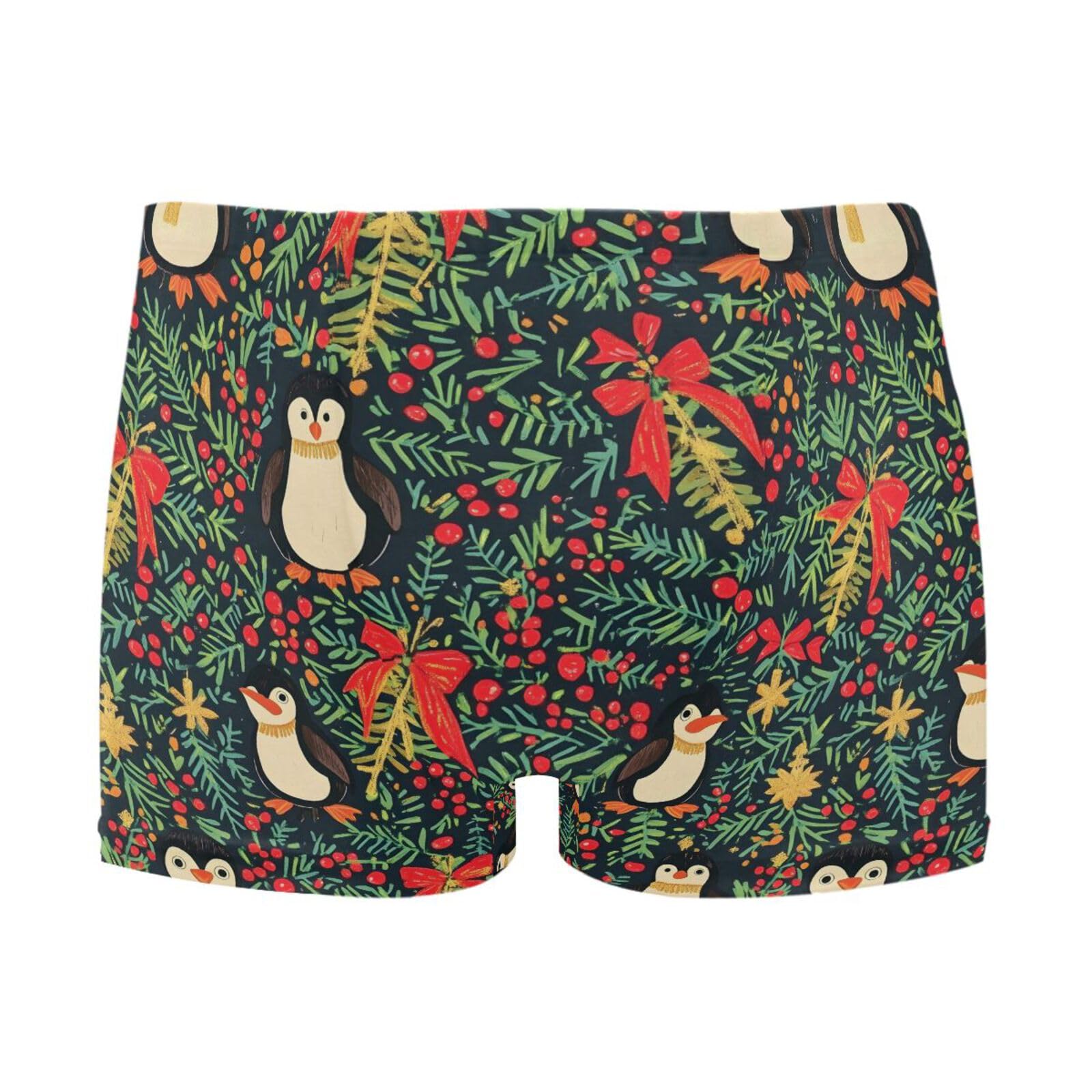 Mens Swimwear Christmas Penguin Holly Short Swim Trunks Square Lg Swimsuit Bathing Suits for Men L 202b8324