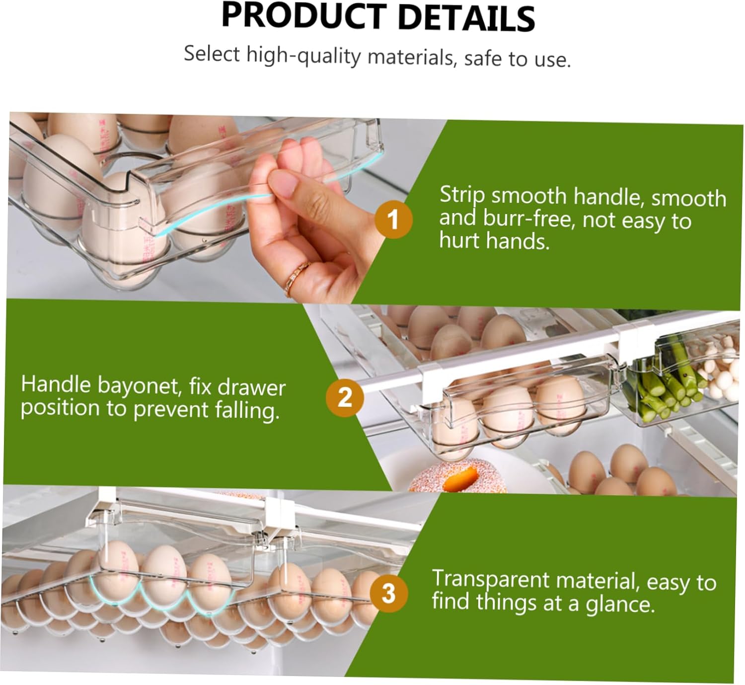 1pc Egg Holder for Refrigerator Space-saving Egg Tray Visual Design and Organization Fridge