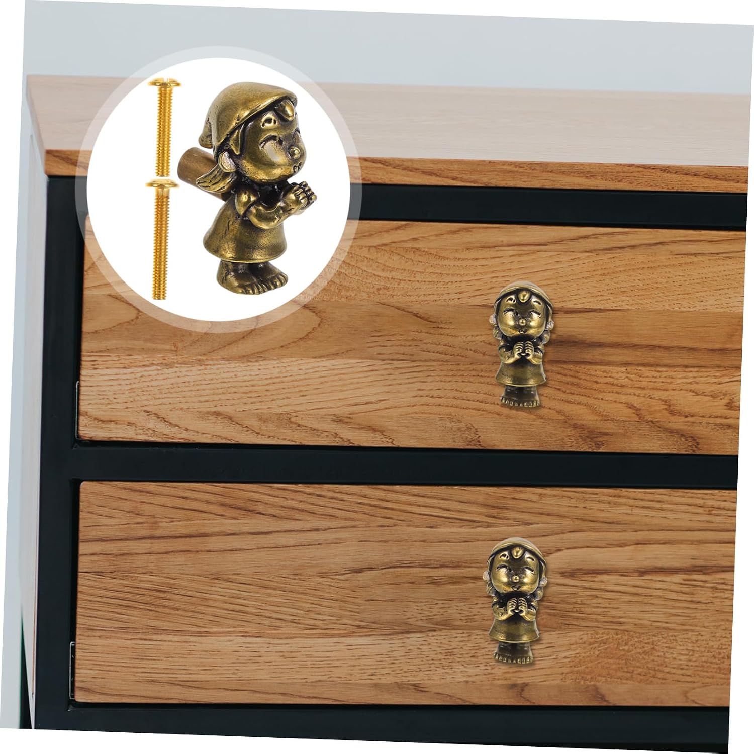 Adorable Praying Girl Brass Cabinet Knob Decorative Pull Handle for Boy Girl Rooms for Dressers Wardrobes and Nursery Furniture Cute Design for Boy Girl's Bedroom Decor
