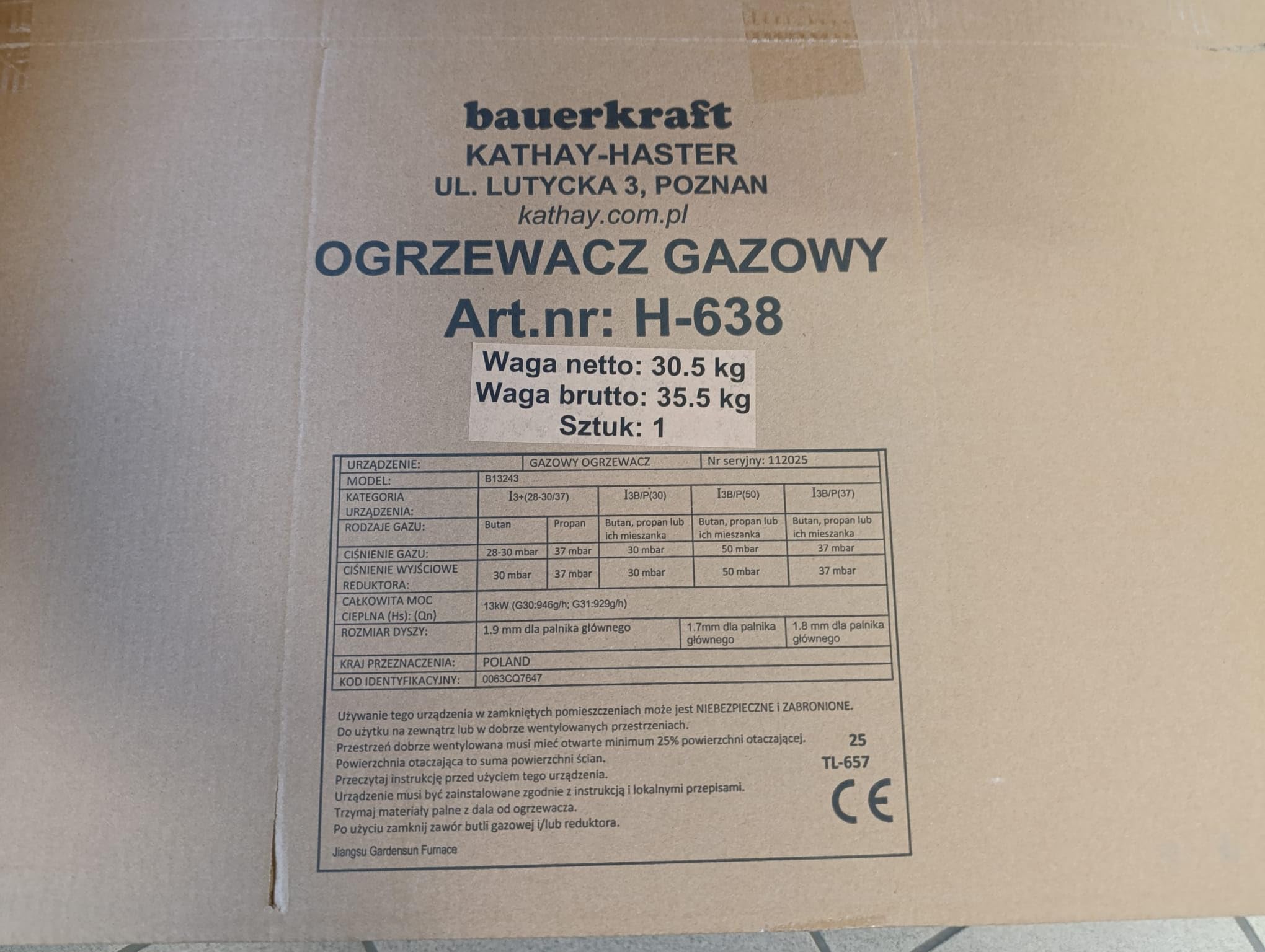 Parasol grzewczy gazowy ogrzewacz tarasowy promiennik z pokrowcem 13kW Bauerkraft