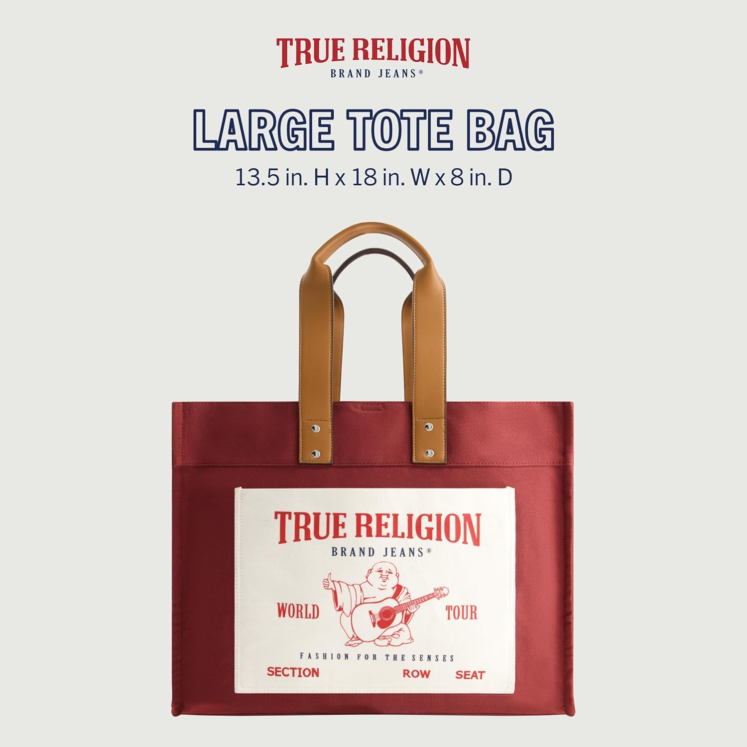 True Religion Tote Bag, Canvas Travel Carryall Shoulder Handbag