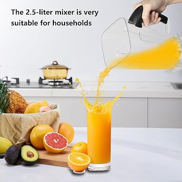 6000W Blender Mixer, 2-in-1 Food Jug Blender, 2.5L High Speed blender, 4 Stainless Steel Blades, 10 Speeds, Food Processor Grinder 2 Pitchers, Fruit Smoothie Blender